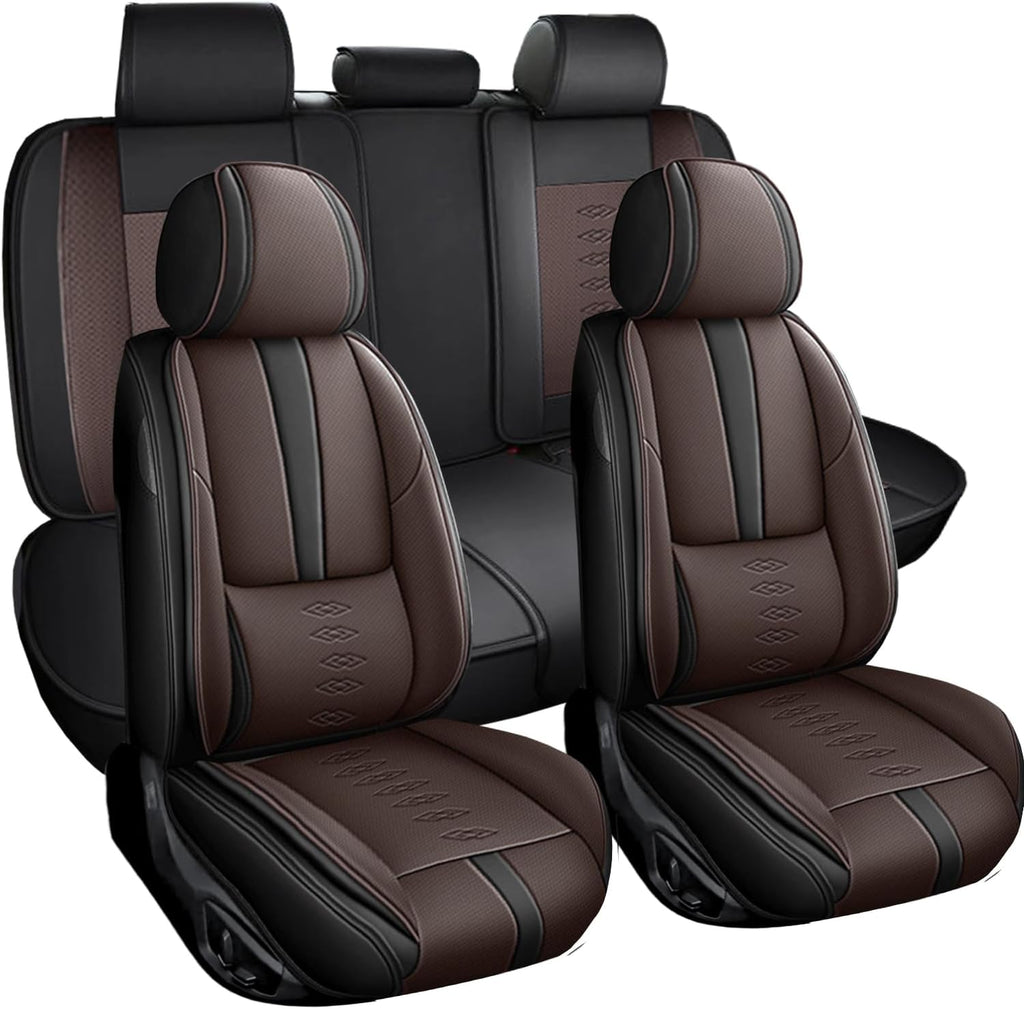 Full Set Car Seat Covers for Chevy Equinox 2005-2025 2026 Leather Seat Covers Waterproof Front Seats&Rear Car Seat Protectors Breathable Seat Cover Black&Coffee