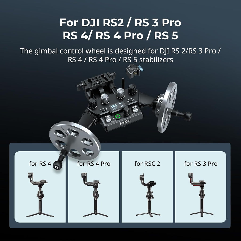 SmallRig Gimbal Control Wheels for DJI RS2 / RS 3 Pro/RS 4 / RS 4 Pro/RS 5 | Intuitive Control | Adjustable Damping | Dual Power Supply, for Heavy Duty Tripod - 4525