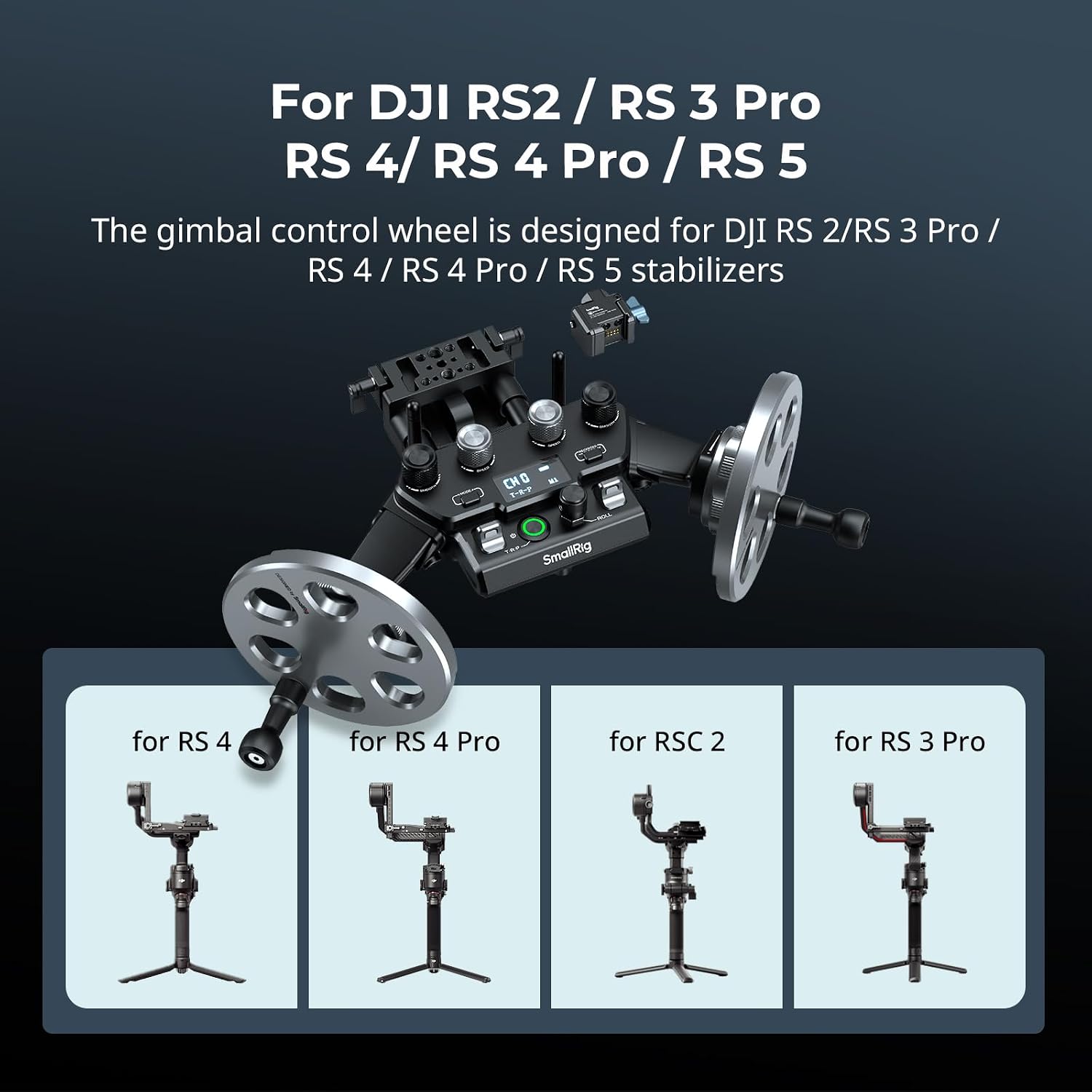 SmallRig Gimbal Control Wheels for DJI RS2 / RS 3 Pro/RS 4 / RS 4 Pro/RS 5 | Intuitive Control | Adjustable Damping | Dual Power Supply, for Heavy Duty Tripod - 4525