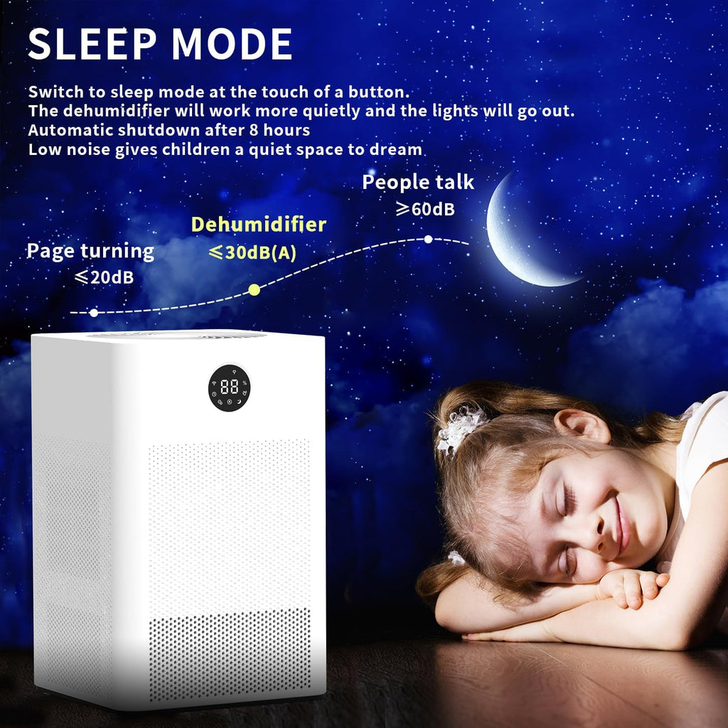 HD022 Rotary Dehumidifier for Bedroom Ultra Quiet Small Portable Air Purifier with Dehumidifiers for Basement Home Bathroom RV Dehumidifiers with Washable Filter Humidity Display Timer Mode