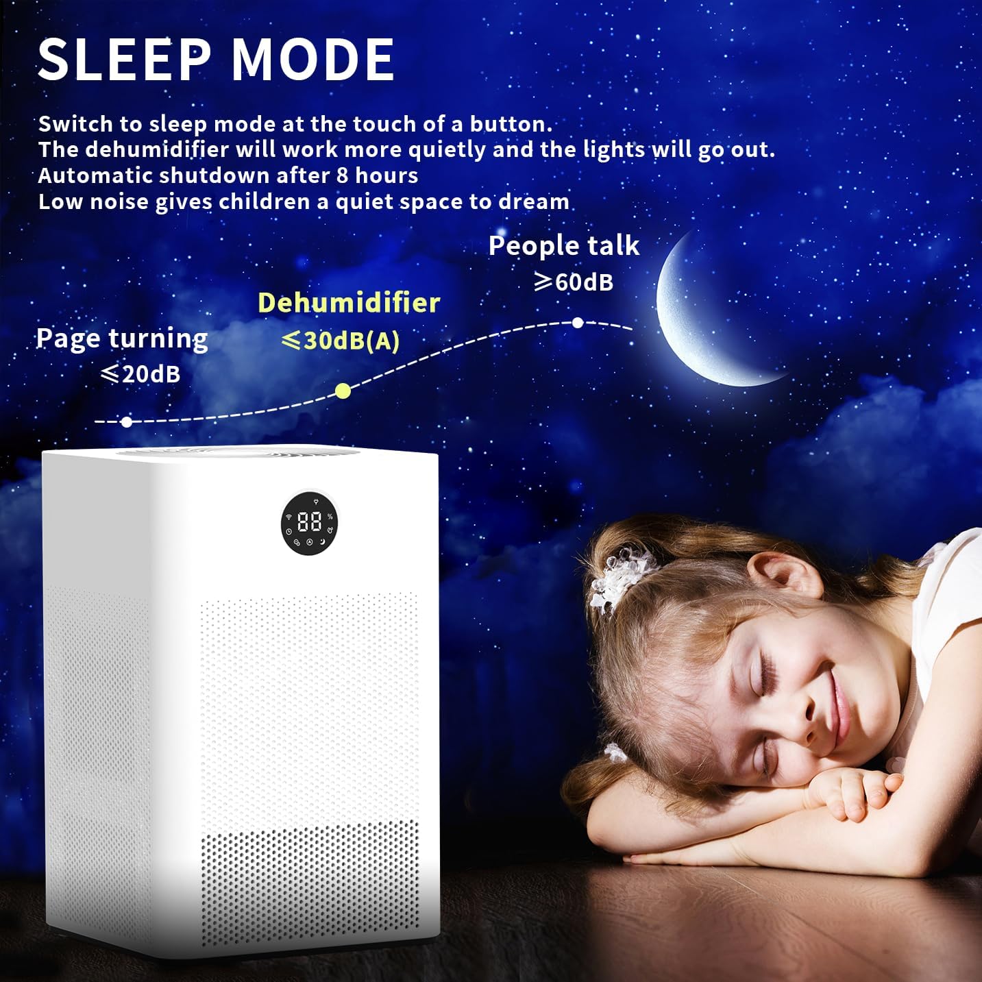 HD022 Rotary Dehumidifier for Bedroom Ultra Quiet Small Portable Air Purifier with Dehumidifiers for Basement Home Bathroom RV Dehumidifiers with Washable Filter Humidity Display Timer Mode