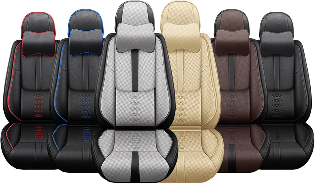 Leather Seat Covers for Mazda CX-50 Hybrid 2025,Car Seat Covers Full Set,Waterproof Car Seat Protectors with Airbag,Comfort Interior Cover Seats for Cars(Black+Brown,Pillows)