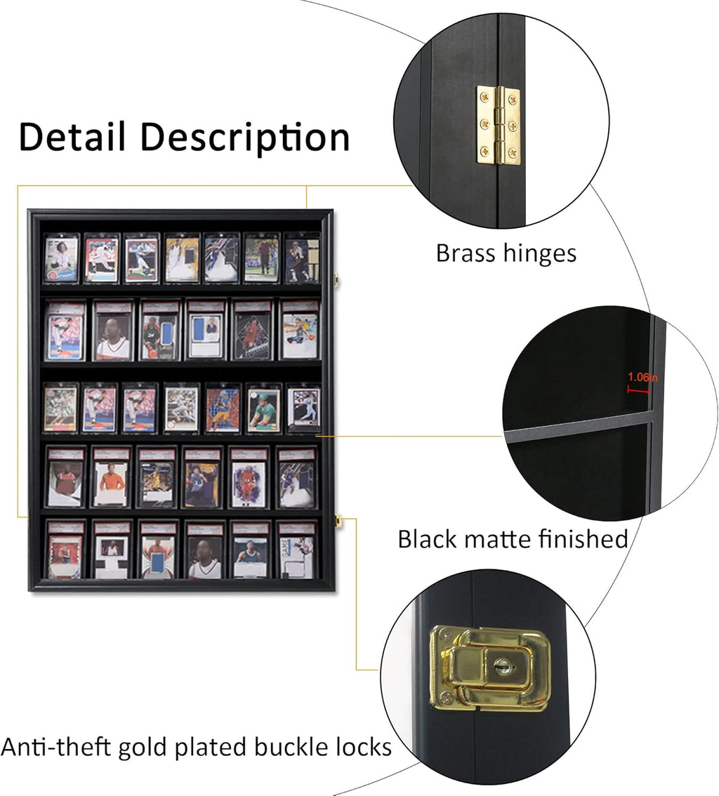 KCRasan 3 Pack 35 Graded Sports Card Display Frame -Baseball Card Display Case Lockable - Trading Card Collector Wall Display Holder for Basketball Football Cards, UV Protection Acrylic