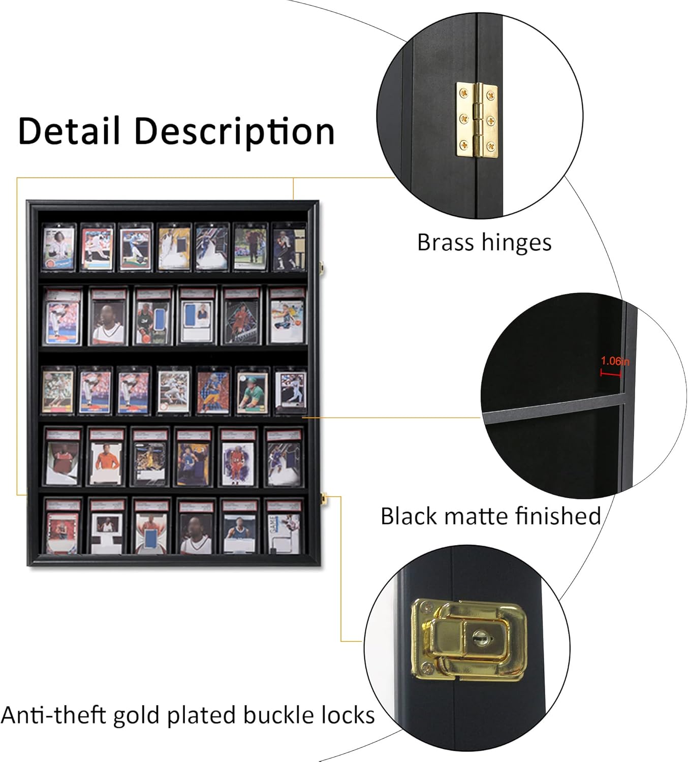KCRasan 3 Pack 35 Graded Sports Card Display Frame -Baseball Card Display Case Lockable - Trading Card Collector Wall Display Holder for Basketball Football Cards, UV Protection Acrylic