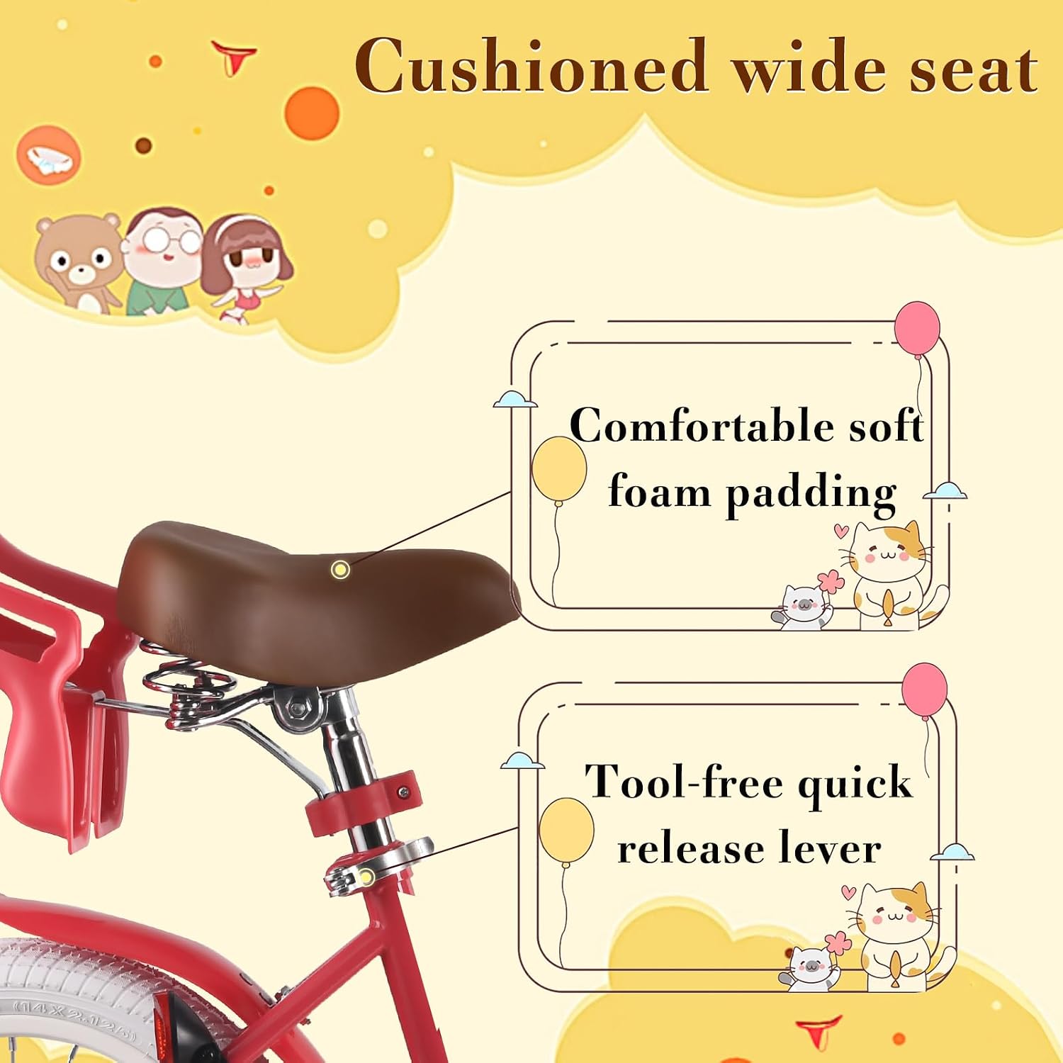 RULLY Fruit Kids Bike 12 14 16 Inch Bicycle for Girls Ages 2-7 Years, Training Wheels Included, Girl Bikes with Basket & Doll Seat | 12, 14, 16, Inch, Bicycle