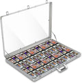 Card Display Case Large Aluminum 34' L x 22' W, Lockable Trading Card Case with Handle, 3' H Portable Trade Show Display Case for Sports Card/TCG/Jewelry Collection, Silver