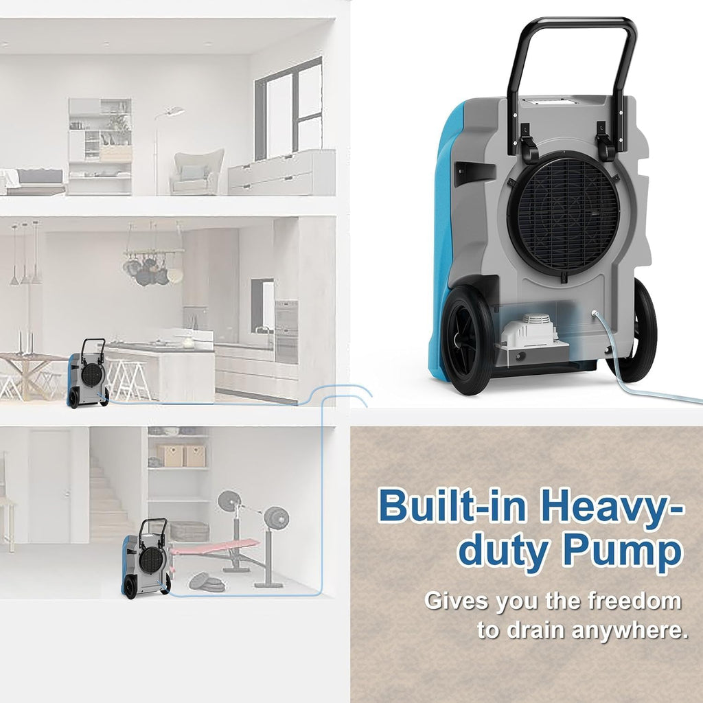 ALORAIR LGR Commercial Dehumidifier with Pump & Drain Hose, Portable Industrial Dehumidifiers with Wheels for Water Damage Restore, Basement, Garage, 5 Years Warranty