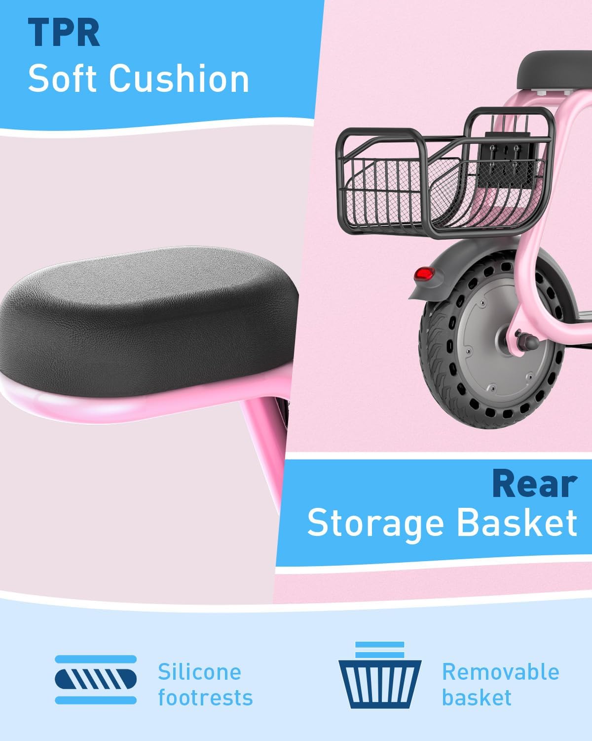 Hiboy Q2 Lite Electric Scooter with Seat for Kids Ages 4–10, LED Lights, UL Certified, 9.3 MPH, 100W Motor, Easy Control