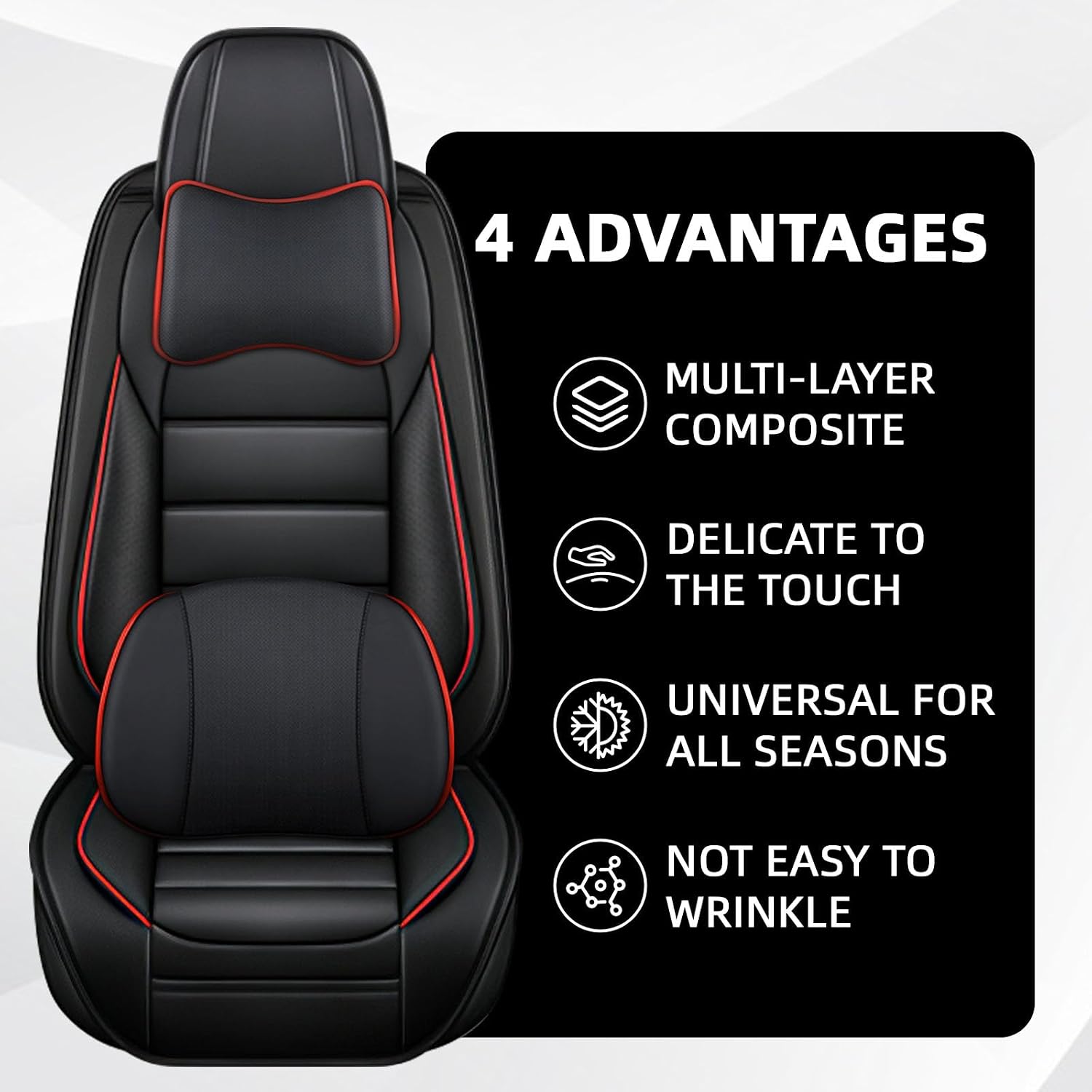 Car Seat Cover Fit for Jeep Wrangler 2000-2025,Compatible Airbag Non-Slip Waterproof Seat Cover,Car Seat Protector Premium Interior (Luxury 5 Seats,Black Red)