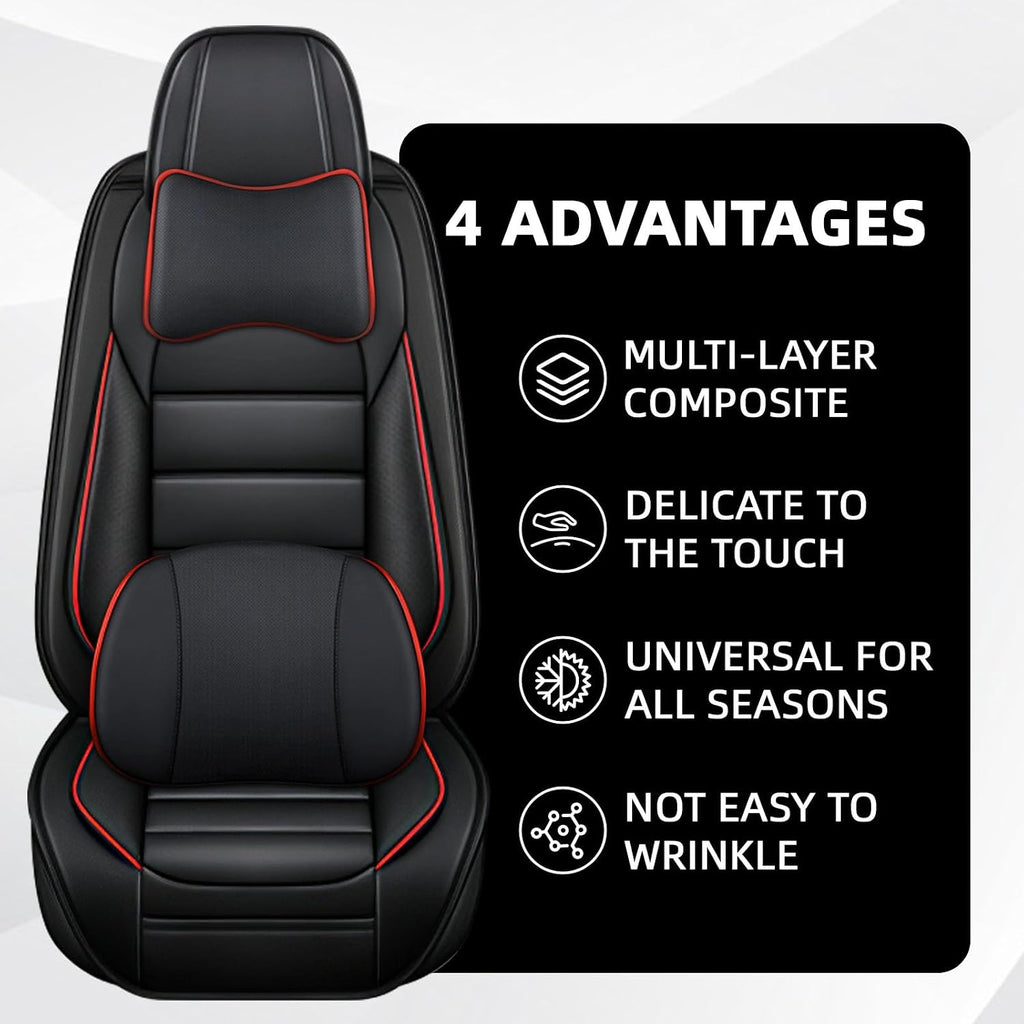 Car Seat Cover Fit for Chevy Avalanche 2002-2013,Compatible Airbag Non-Slip Waterproof Seat Cover,Car Seat Protector Premium Interior (Luxury 5 Seats,Black Red)