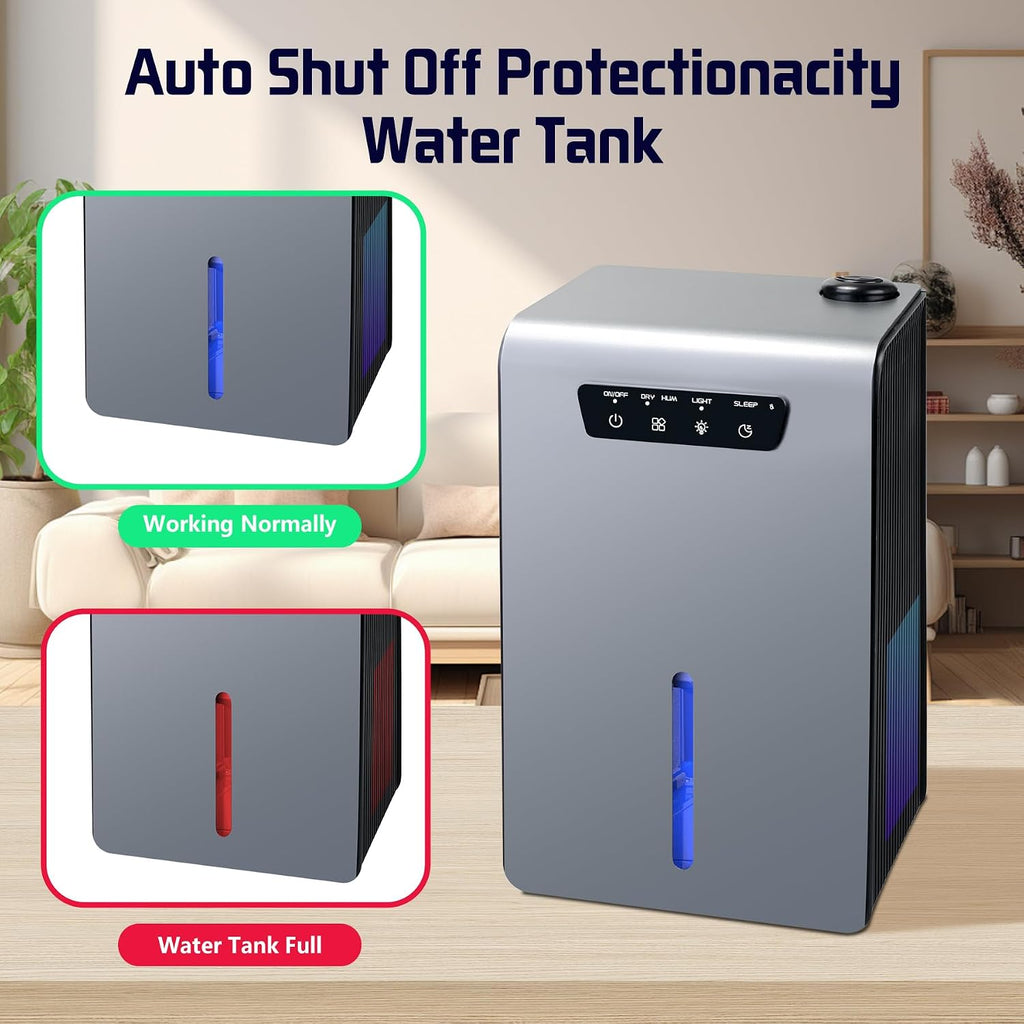 Dehumidifier,2 in 1 Humidifier Dehumidifier Combo,102 OZ Water Tank Dehumidifiers for Home Bedroom,Basement Bathroom,Auto Shut Off,Sleep Mode,7 Colors LED Light