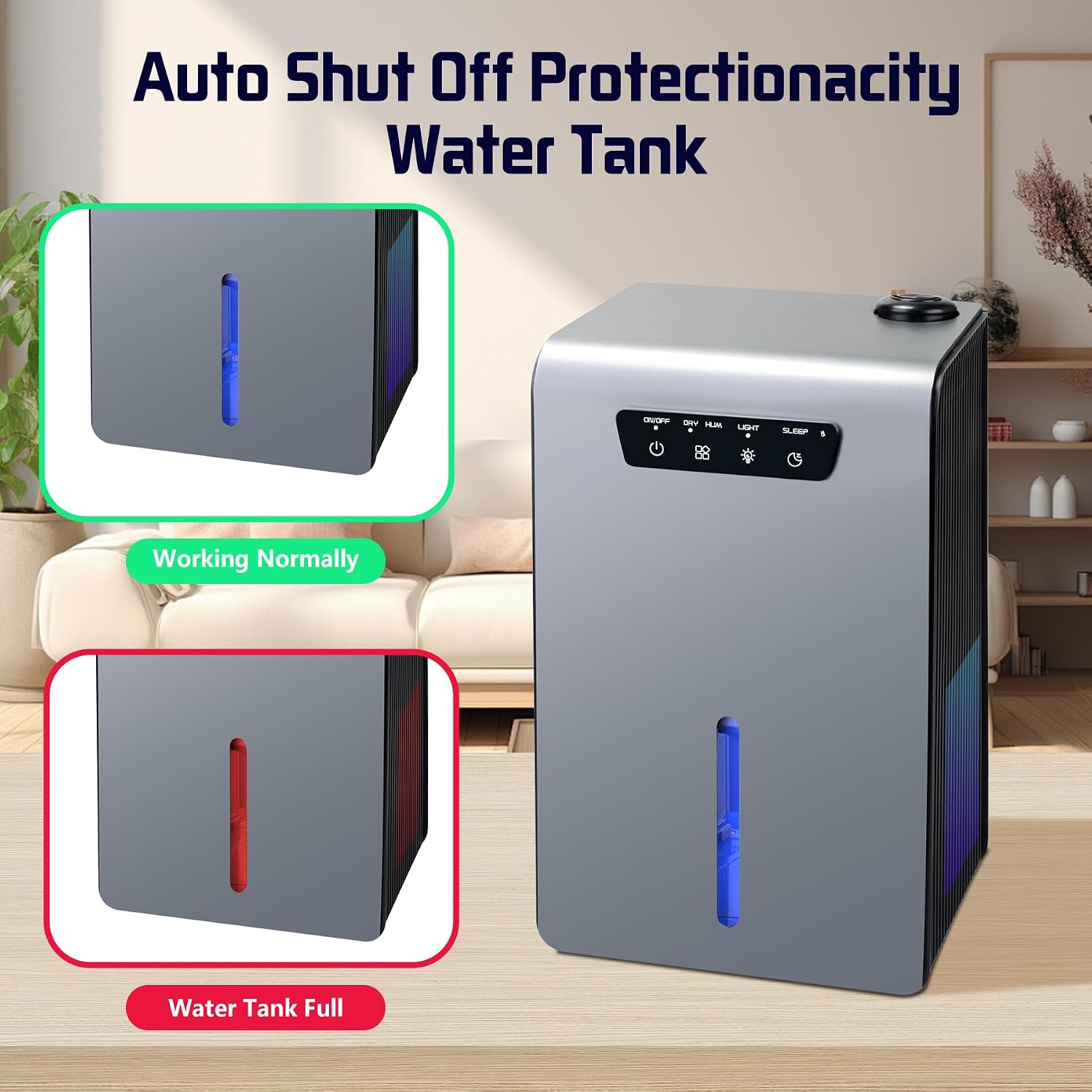 Dehumidifier,2 in 1 Humidifier Dehumidifier Combo,102 OZ Water Tank Dehumidifiers for Home Bedroom,Basement Bathroom,Auto Shut Off,Sleep Mode,7 Colors LED Light