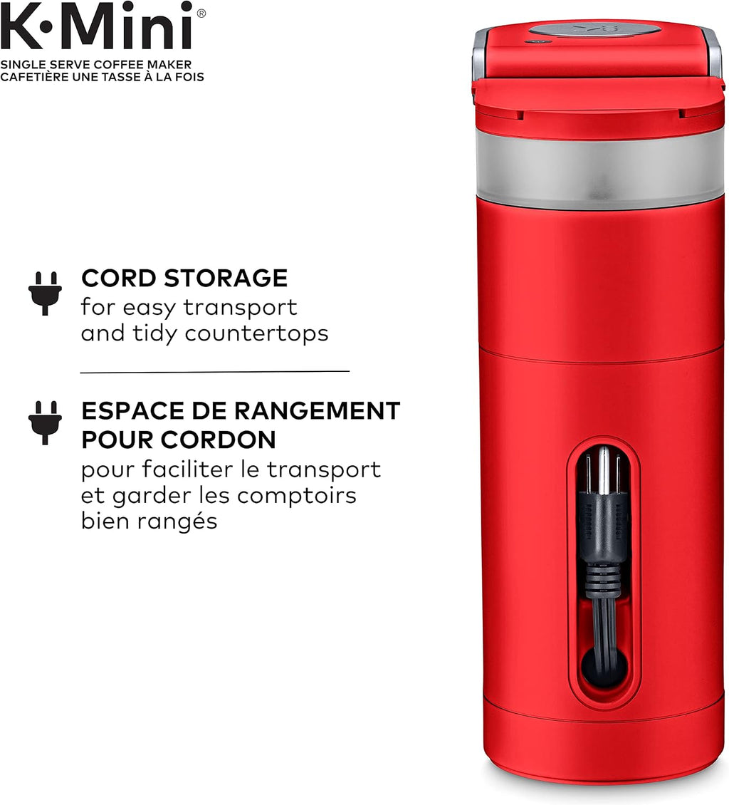 Keurig K-Mini Single Serve K-Cup Pod Coffee Maker, Featuring An Ultra-sleek Design, Poppy Red, 13.19in x 5.55in x 14.37in
