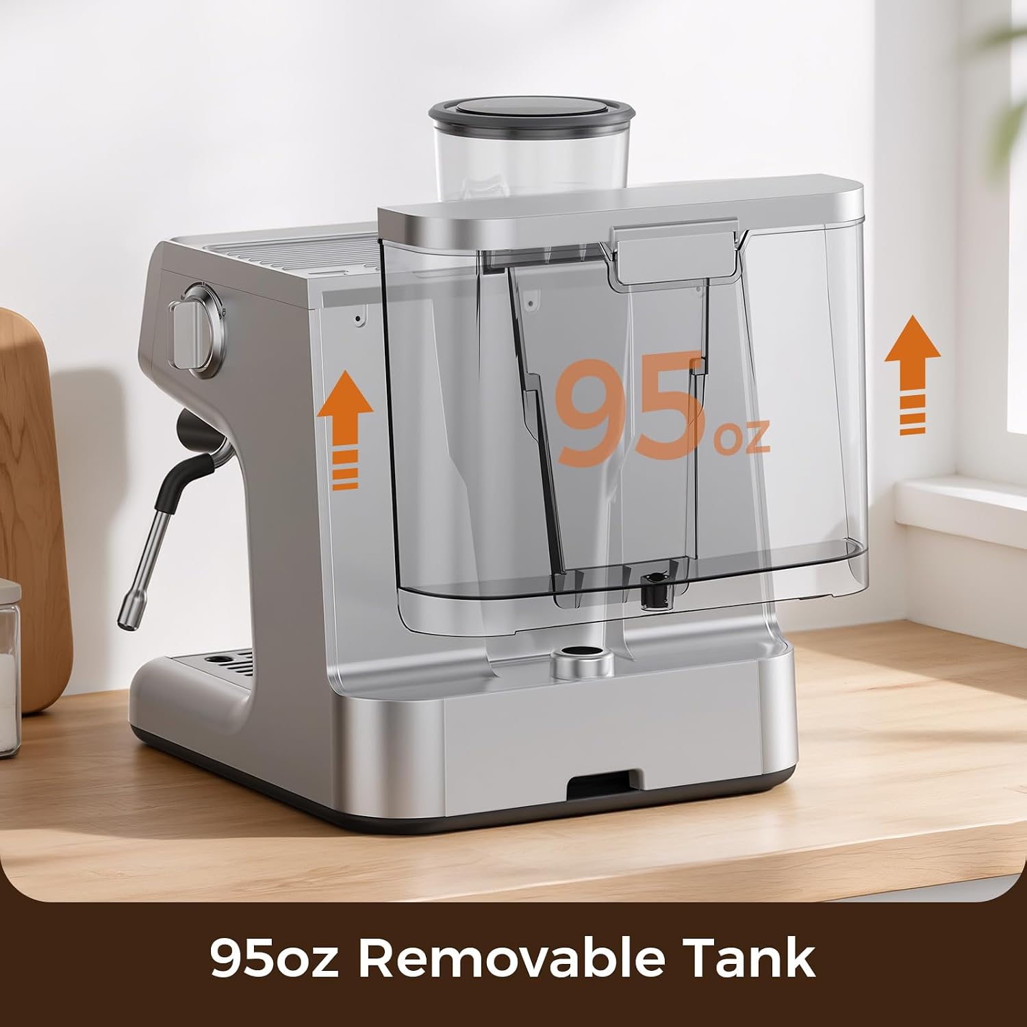 Electactic 15 Bar Espresso Machine with Grinder & Milk Frother, 58mm Expresso Coffee machines, Stainless Steel Coffee Maker for Cappuccino and Latte, Perfect for Home and Café Use-Dual Boiler