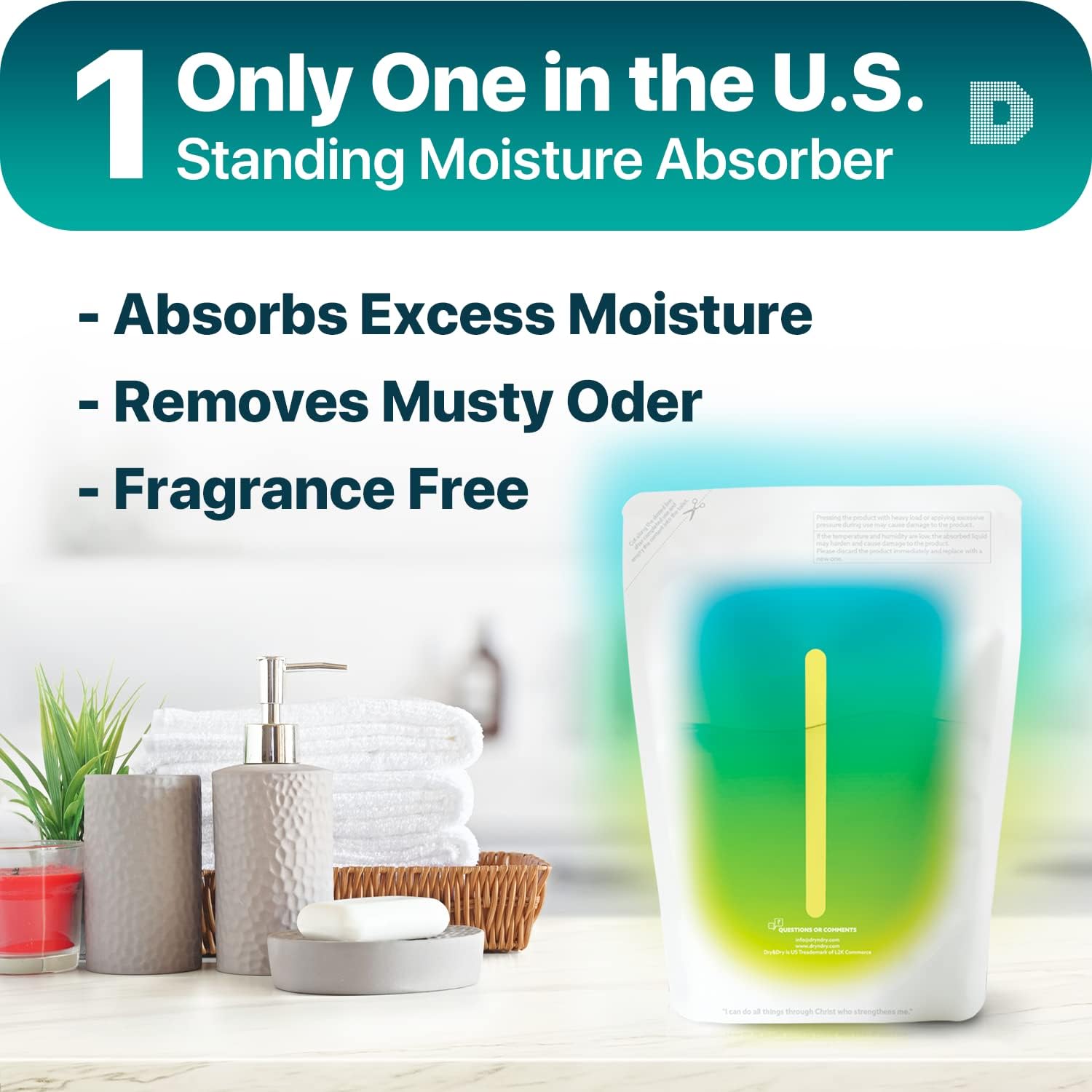 Dry & Dry 100 Packs Standing Moisture Absorbers to Control Excess Moisture for Basements, Closets, Bathrooms, Laundry Rooms - Moisture Absorbers, Moisture Absorbers