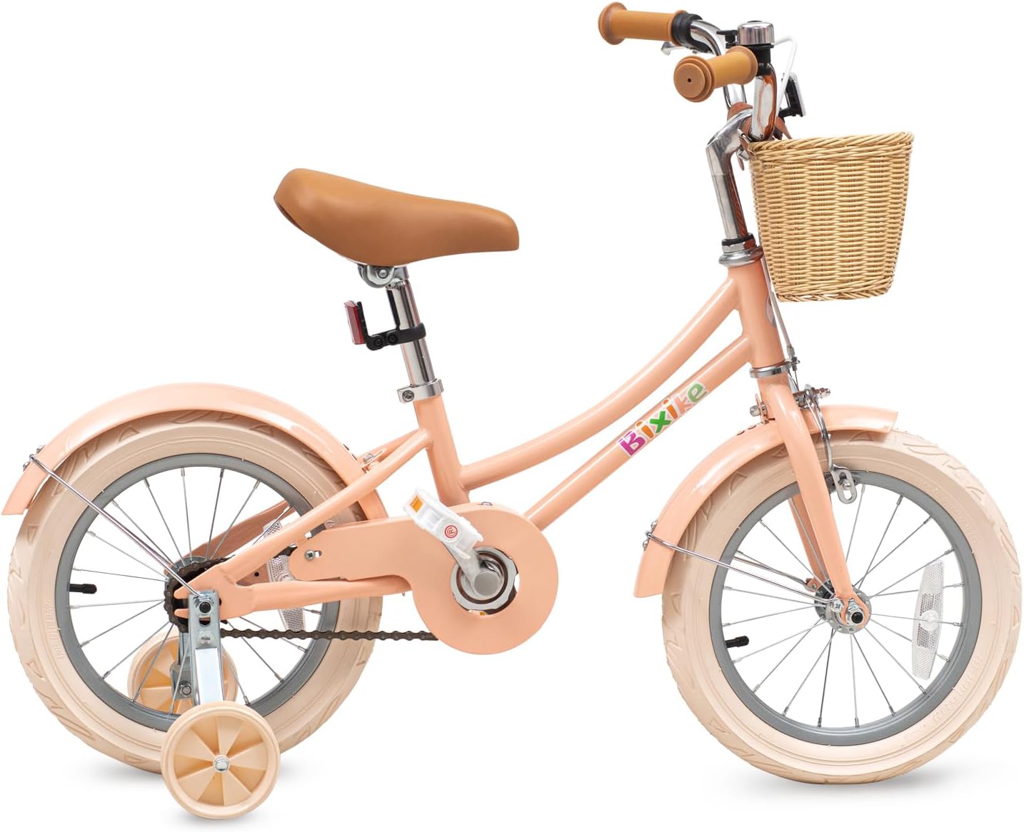 Bixike Retro Design Girls Bike with Basket and Coaster Brake for 3-13 Years Old Kids, 14 16 18 Inch Cruiser Bicycle for Toddlers with Training Wheels, 20 24 26 Inch with Kickstand, Multiple Colors