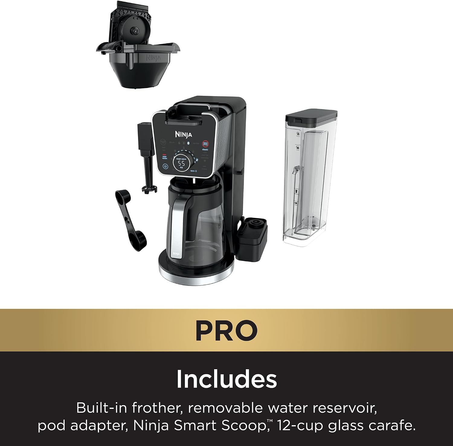Ninja Specialty Drip Coffee Maker | DualBrew™ Pro Specialty Coffee Machine w/ Frother, Paper Filter | Brew with Pods & Grounds, K Cups Compatible | 4 Brew Styles, 13 Cup to Pot Sizes | Black, CFP301