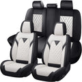 Car Seat Covers for Toyota RAV4 2000-2026, Waterproof Nappa Leather Full Set Seat Cover, Anti-Slip and Comfortable Automotive Seat Protector&Accessories(Black White)
