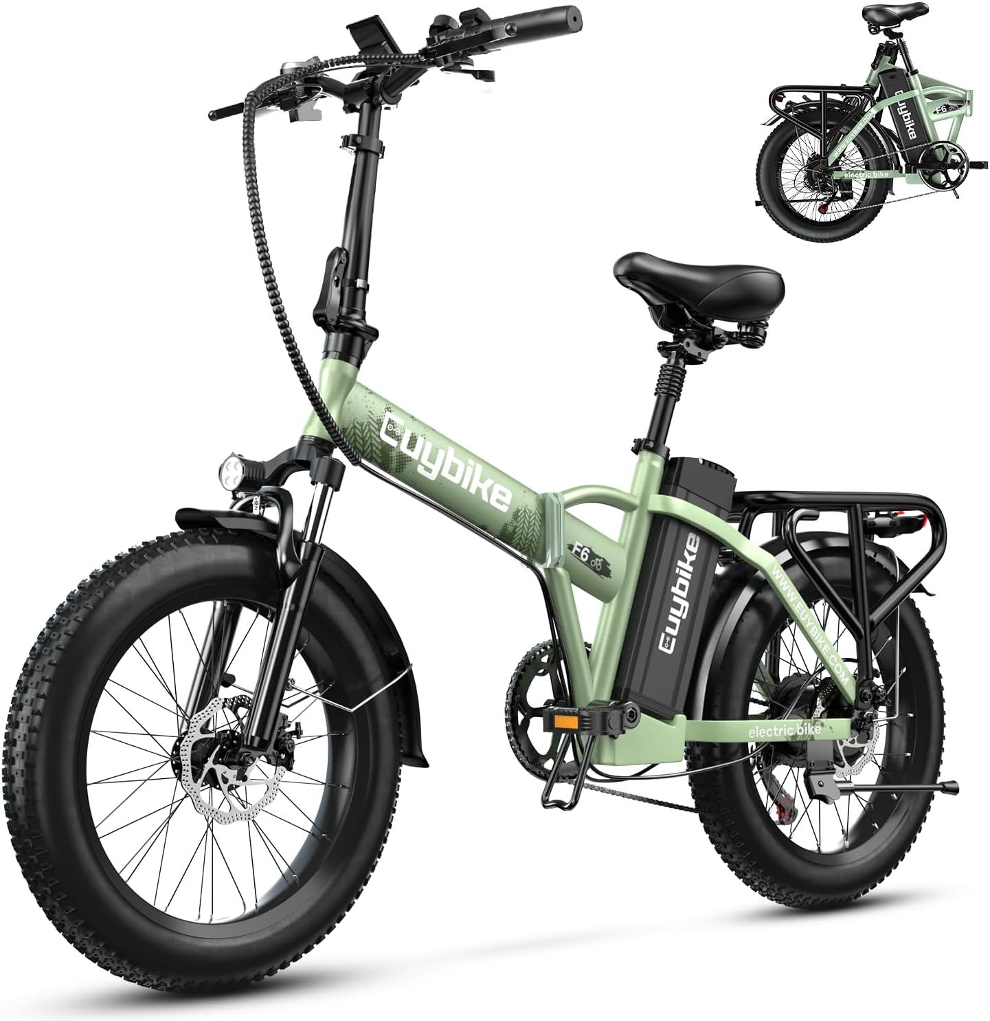 bluebiko 1000W Folding Electric Bike, 48V 20AH Large Removable Battery E Bike, 80 Miles Max Range, 20' Fat Tire Electric Bike for Adults, Adult Electric Bicycles for Commute Beach Snow