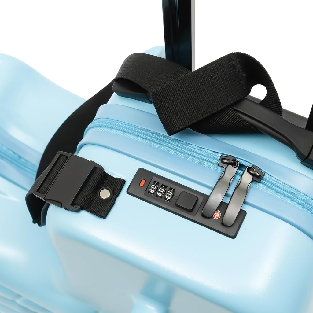 Ride-on Luggage, 20'/24' Carry on Suitcase with Universal Wheels Portable Trolley Luggage with Password Lock & Safety Belt, Unisex Riding Suitcase for Ages 3-6 within 180 lbs(20', Blue-2)