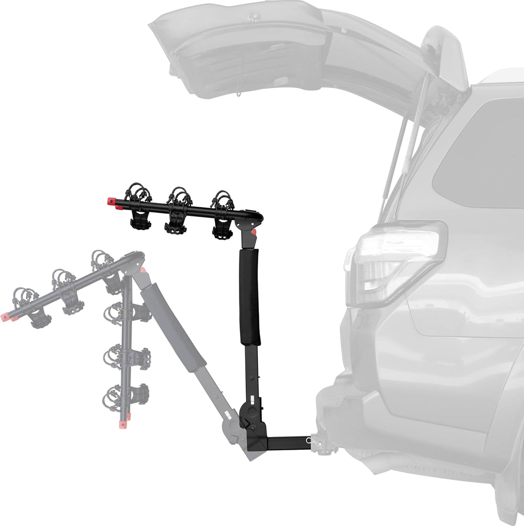 Retrospec Lenox 2-5 Bike Rack Hitch for Car, Truck, SUV - 2in Hitch Mount with Foldable Steel Frame, Anti-Rattle Adapter & Tie Down Straps
