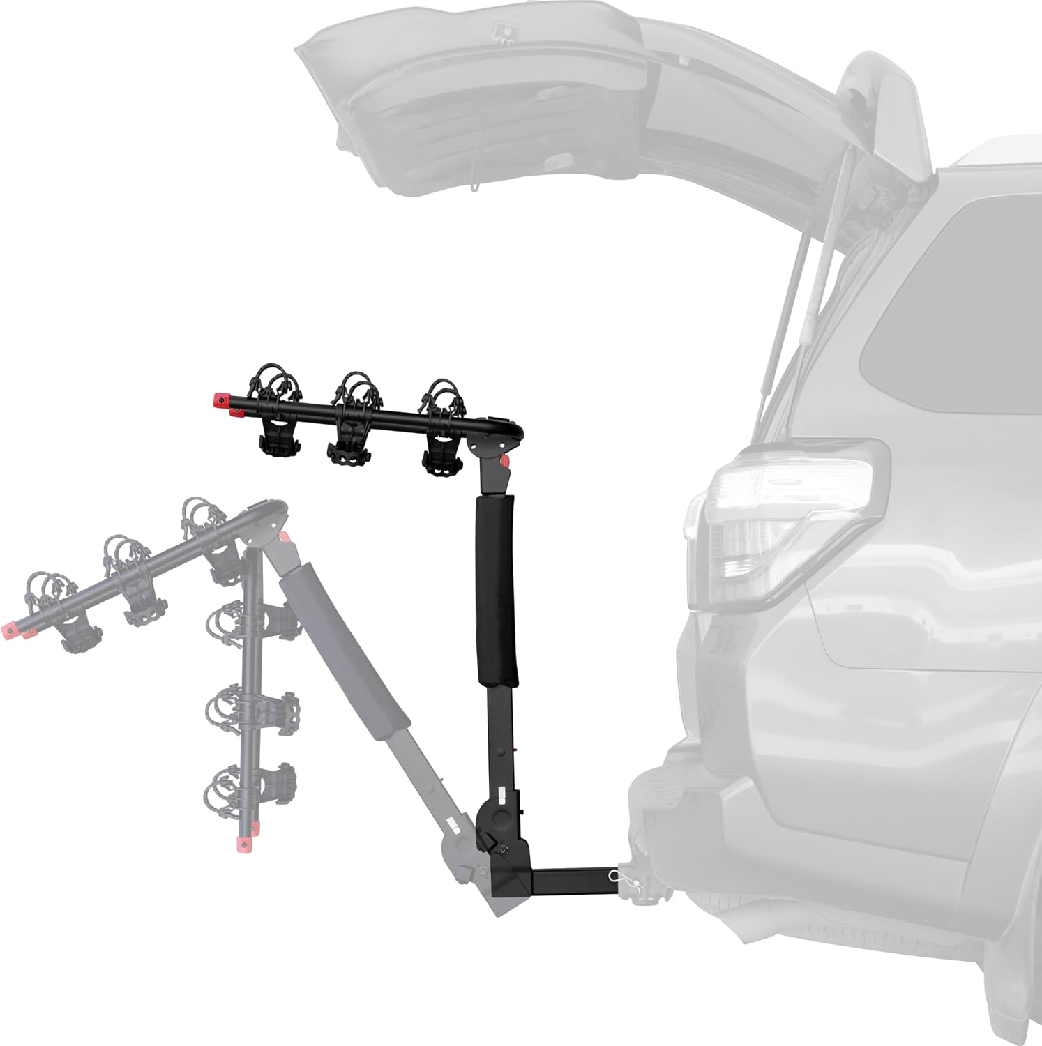 Retrospec Lenox 2-5 Bike Rack Hitch for Car, Truck, SUV - 2in Hitch Mount with Foldable Steel Frame, Anti-Rattle Adapter & Tie Down Straps