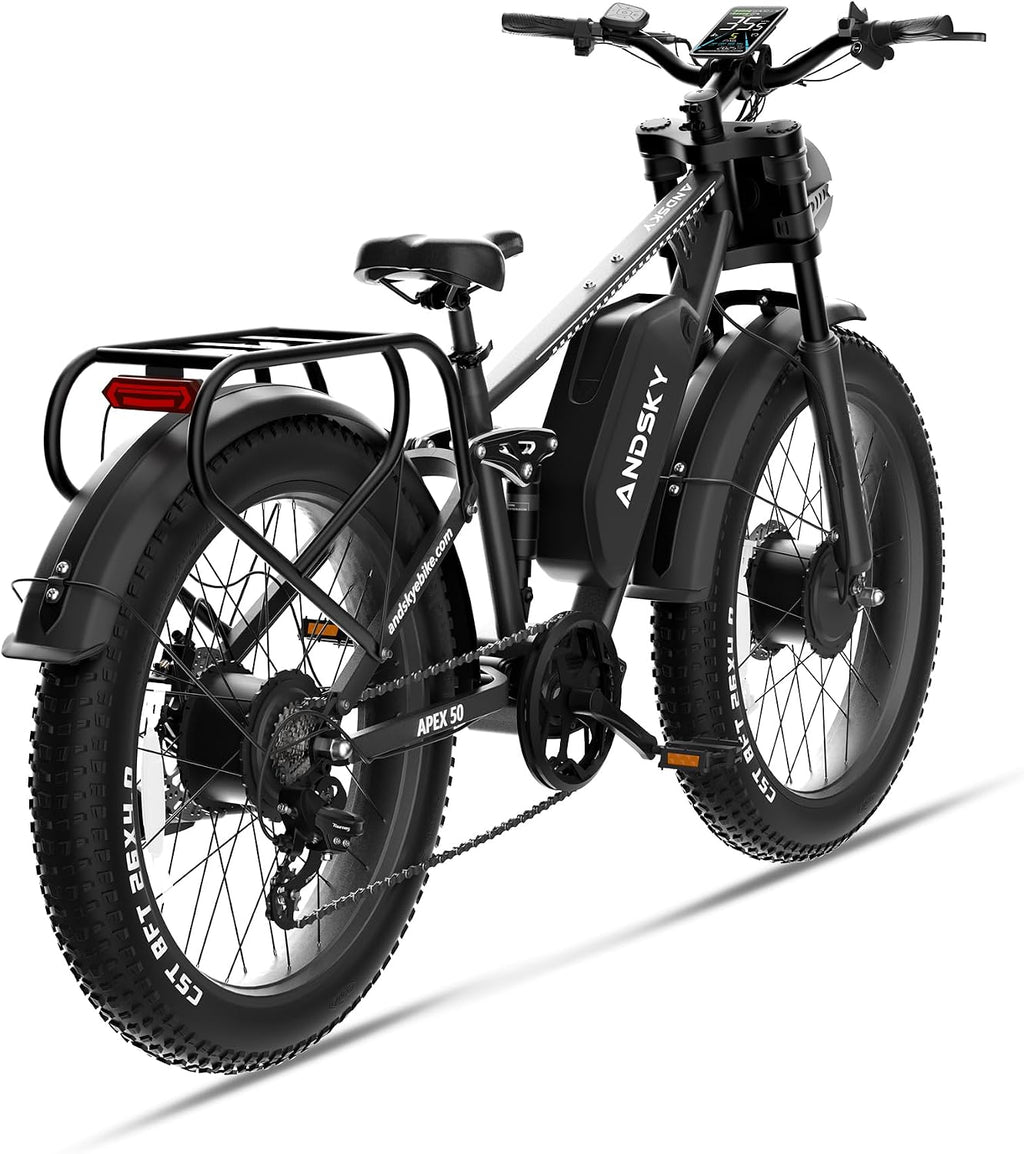 9000W Peak Dual Motor Electric Bike for Adults, 52V/48V 26' Fat Tire Full Suspension, 40-47MPH & 110 Miles, Hydraulic Brakes, UL2849
