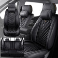 Fit for Ford F150 2009-2026 & F250 F350 F450 2011-2026 Seat Covers, Fashion Sport Seat Cover with Waterproof Leather, Airbag Safe Design Seat Protector (5 Front Seat Luxury, Pure Black)
