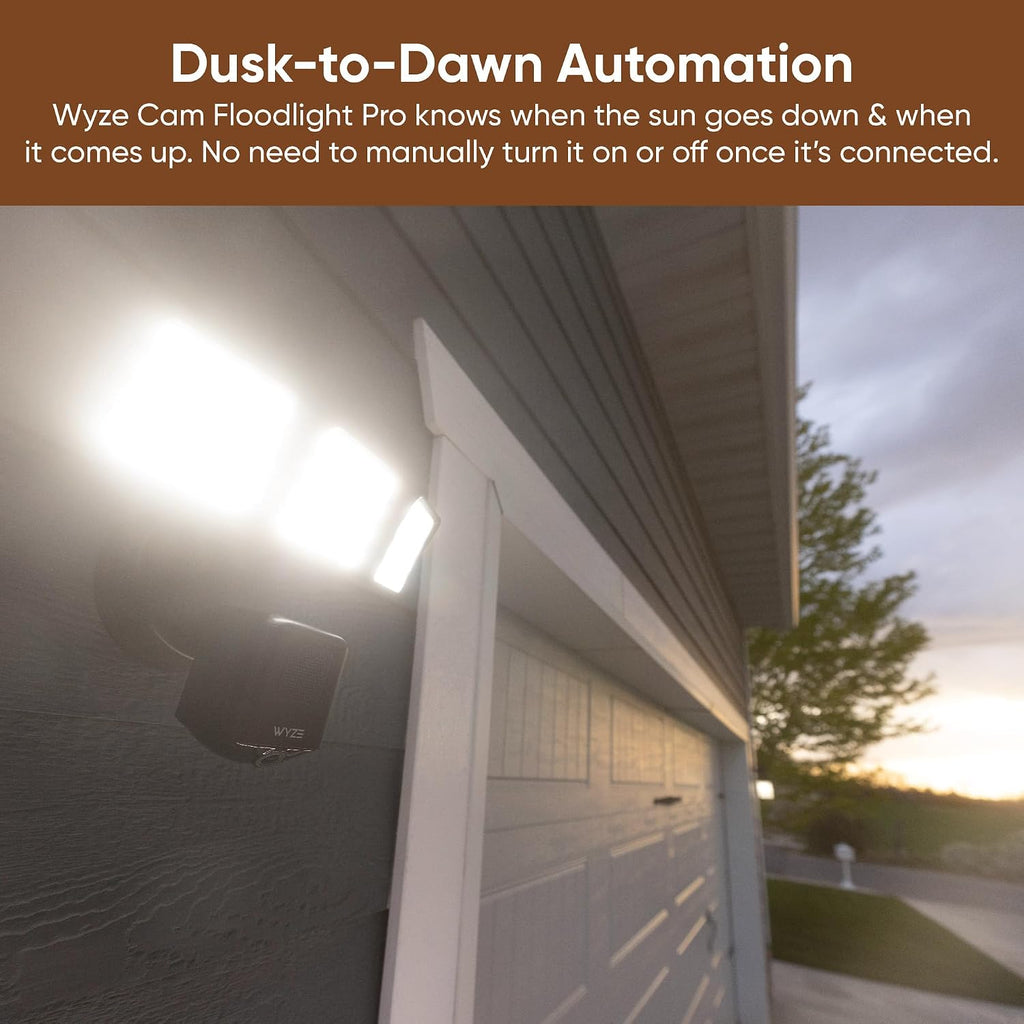 WYZE Floodlight Camera Pro, PCMag Editors' Choice 3000-Lumen LEDs, 2.5K HD Outdoor Security Camera, 180° Wide View, Color Night Vision, Works with Alexa & Google, Wired. Free Expert Setup