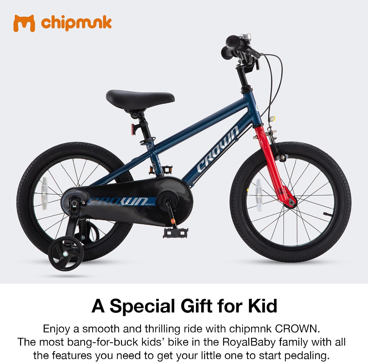 Chipmunk Kids Bike 12 14 16 18 Inch Bicycle with Training Wheels Beginners Boys Girls Ages 3-10 Years Multiple Colors