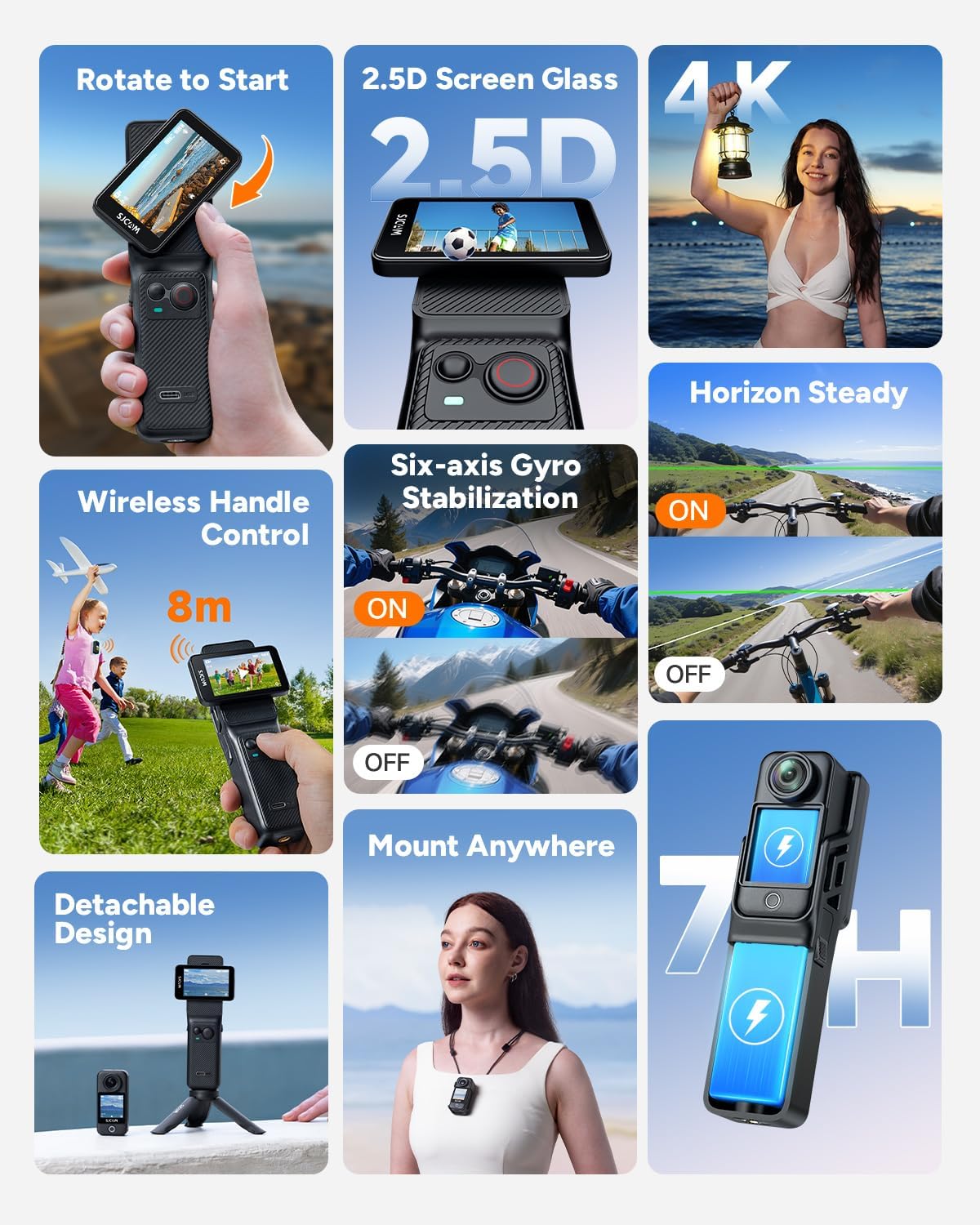 SJCAM C400 Vlogging Camera,4K Image,7H Power use,6-Axis Stabilizer,for Vlogs influencers,2.29'' Touch Screen,30M Waterproof Body Cam,Vlogging for YouTube,Black,Camara para grabar contenido