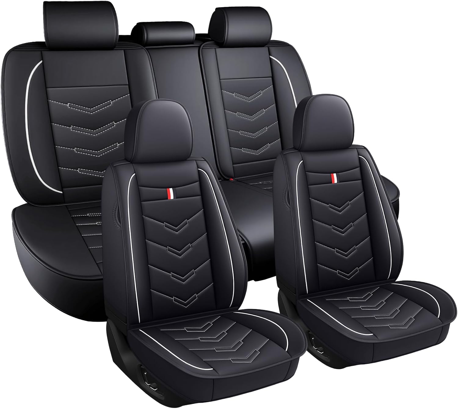Car Seat Covers Fit for Chevy Traverse 2009-2025, Leather Seat Covers for Car, Waterproof Non-Slip Durable Car Seat Protector(5 Seats,Black White)