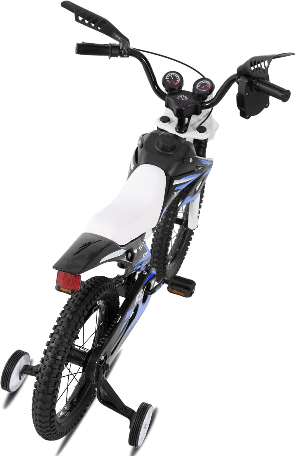 KEANO Motocross Style Kids Bike for Boys Girls Ages 3-7 Years, 12 & 16 Inch Bikes with Training Wheels and Number Plate, Children Bicycles Black