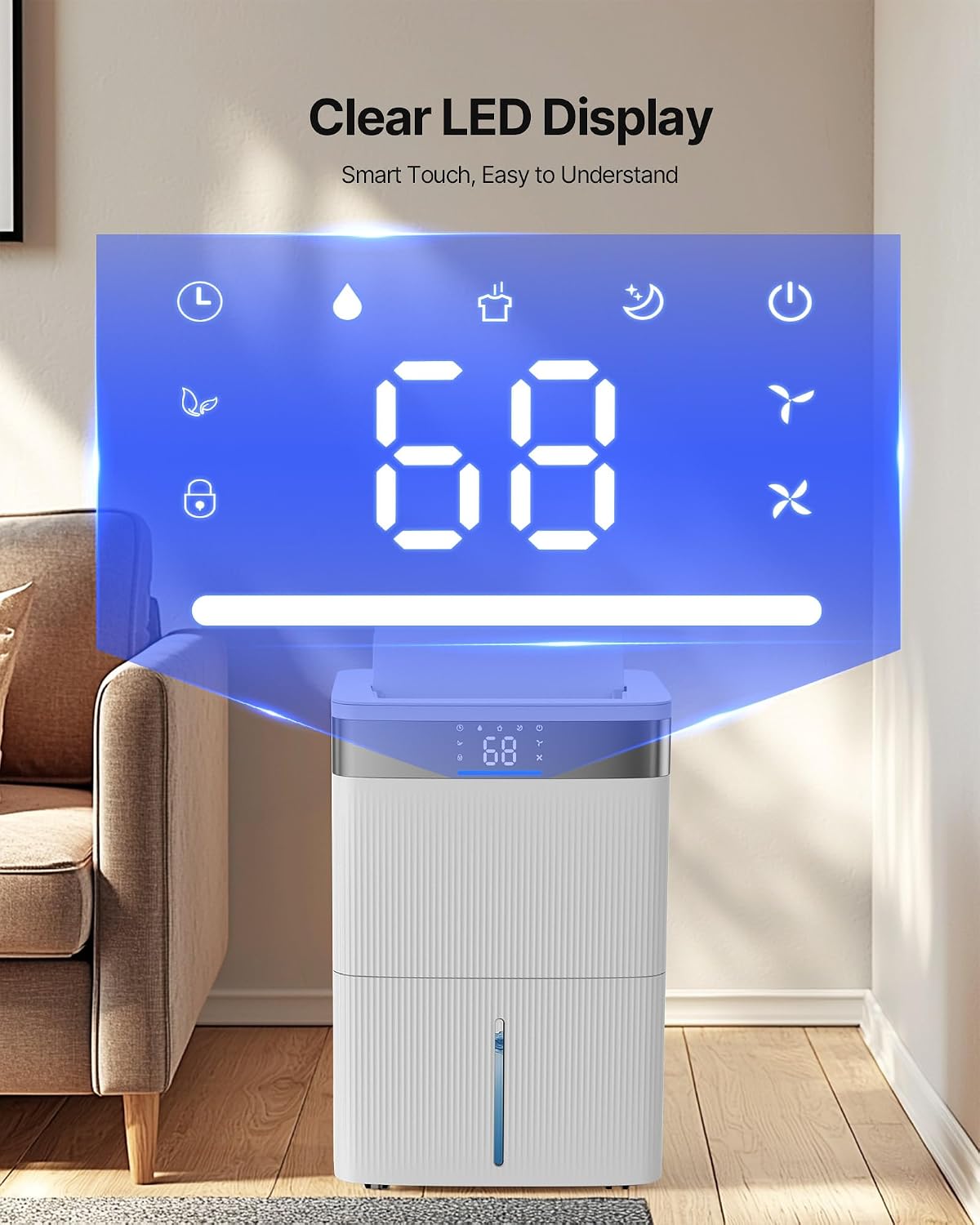 VEVOR 80 Pints Dehumidifier for Home & Basement, 4500 Sq.Ft Large Coverage, Drain Hose for Commercial & Industrial Use, Smart Humidity Control, Low Noise for Warehouses, Bathroom, Bedrooms & Storage