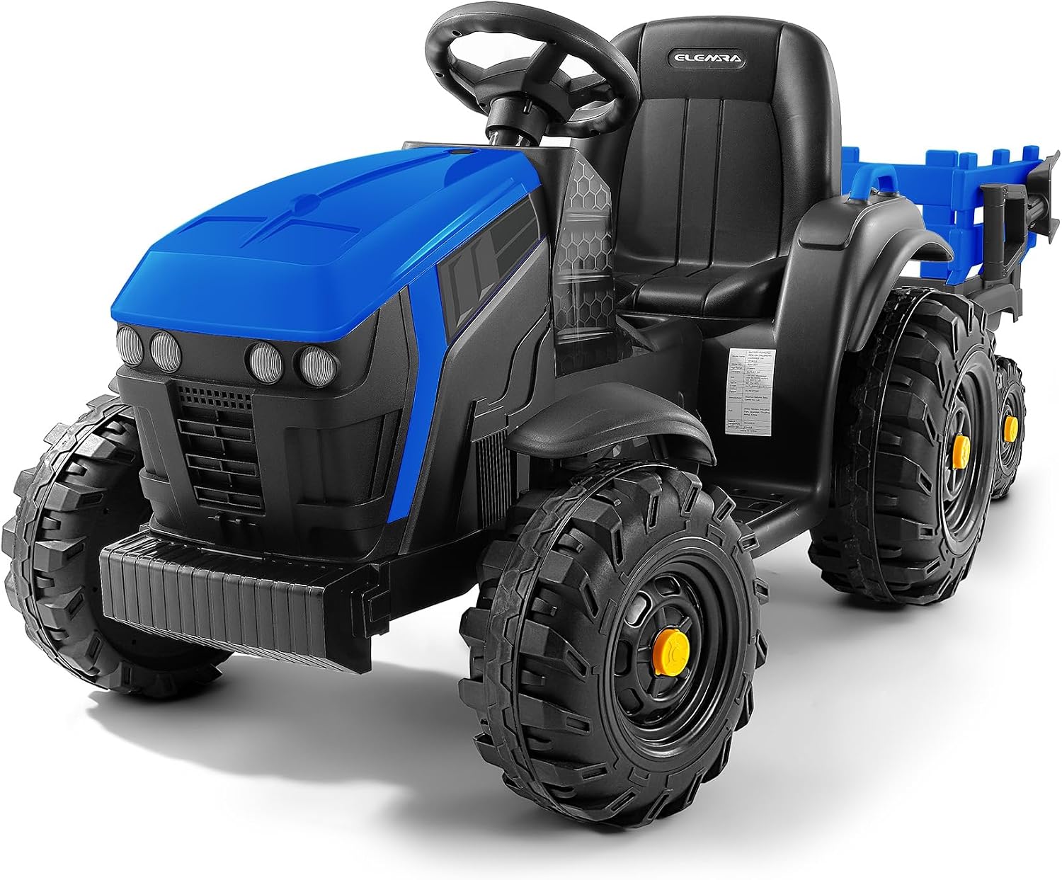 ELEMARA 24V 9AH Kids Ride on Tractor with Easy Detachable Trailer,Electric Vehicles Ride On Tractor Car for Big Kid,400W Ride on Toys with Shovel,All-Terrain Capability,for Ages 3+, Music, Navy