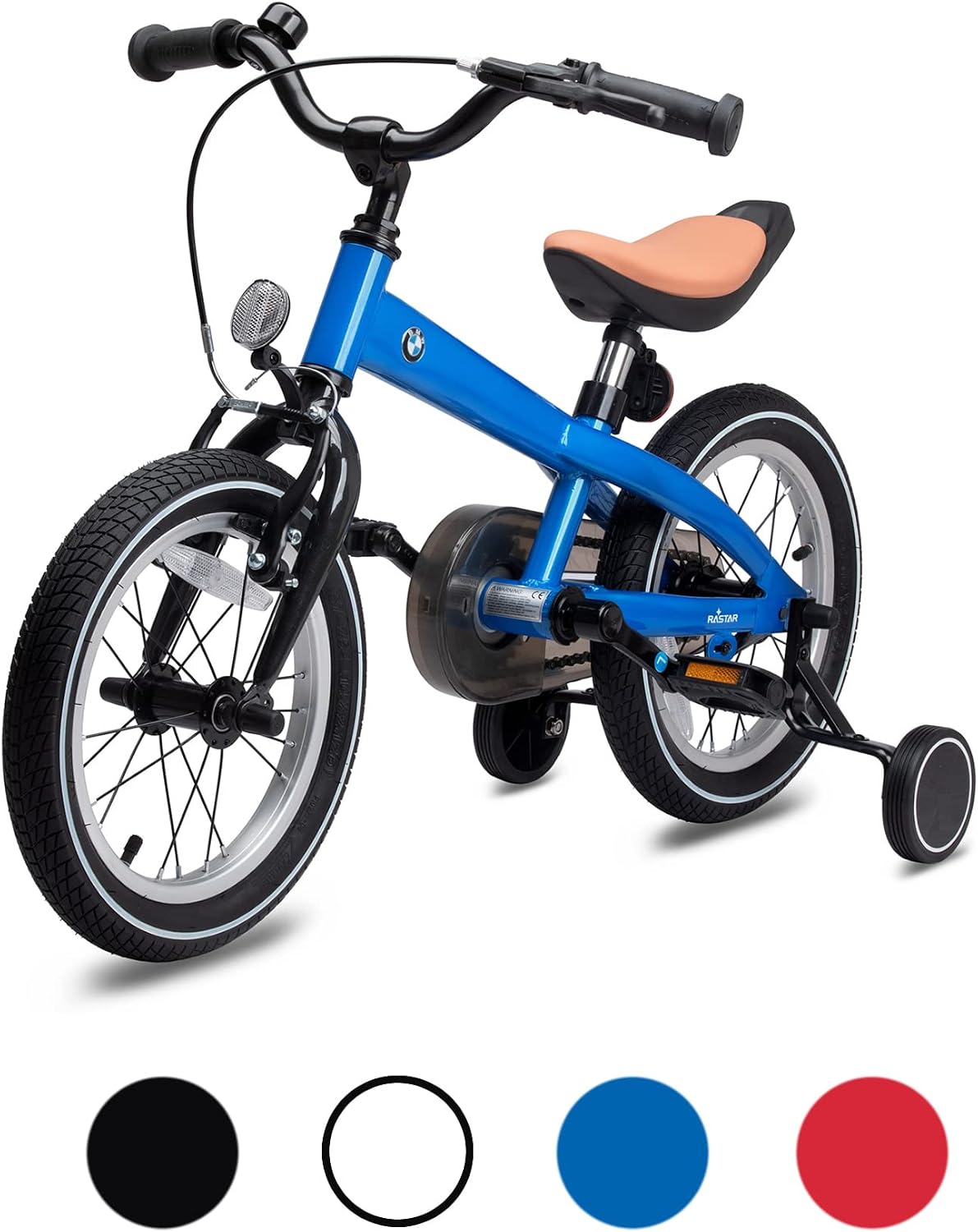 RASTAR BMW 14 Inch Toddler Bike with Training Wheels for Boys and Girls Age 3-7, a Valuable Outdoor Gift of Kids Light Weight Bicycle for Children 3 4 5 6 7 Years Old, Cordoba Blue