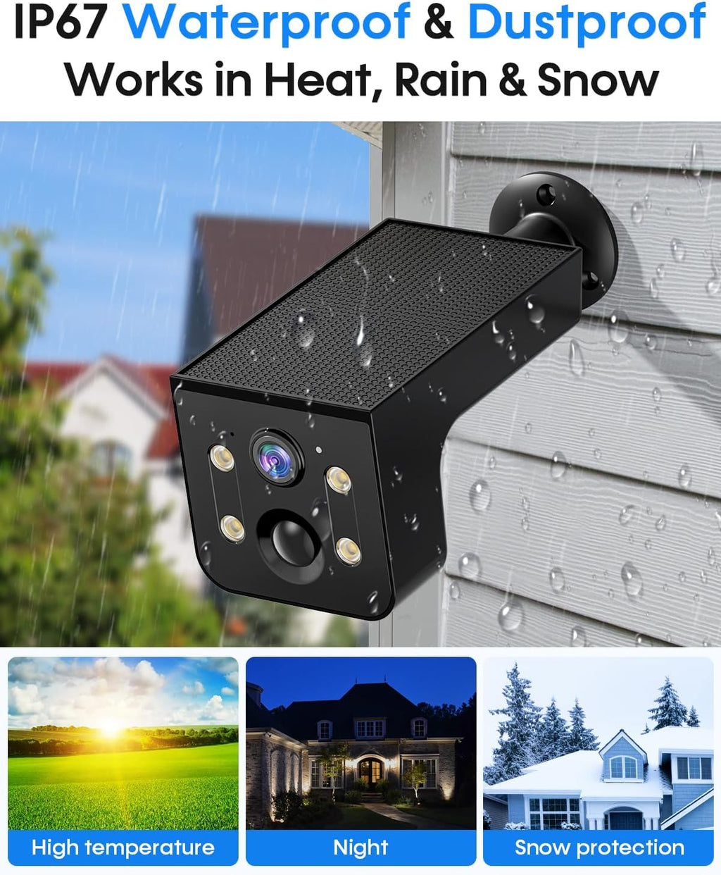 Thybro Solar Outdoor Wireless Camera 4 PCS - 2K HD, AI Motion Detection, Easy Setup, WiFi, Color Night,Outdoor Surveillance for Yard & Driveway, Black