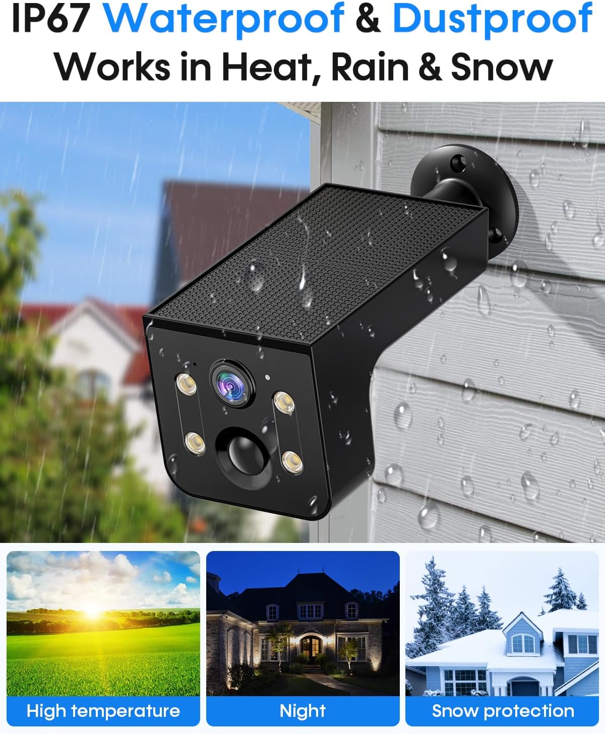 Thybro Solar Outdoor Wireless Camera 4 PCS - 2K HD, AI Motion Detection, Easy Setup, WiFi, Color Night,Outdoor Surveillance for Yard & Driveway, Black