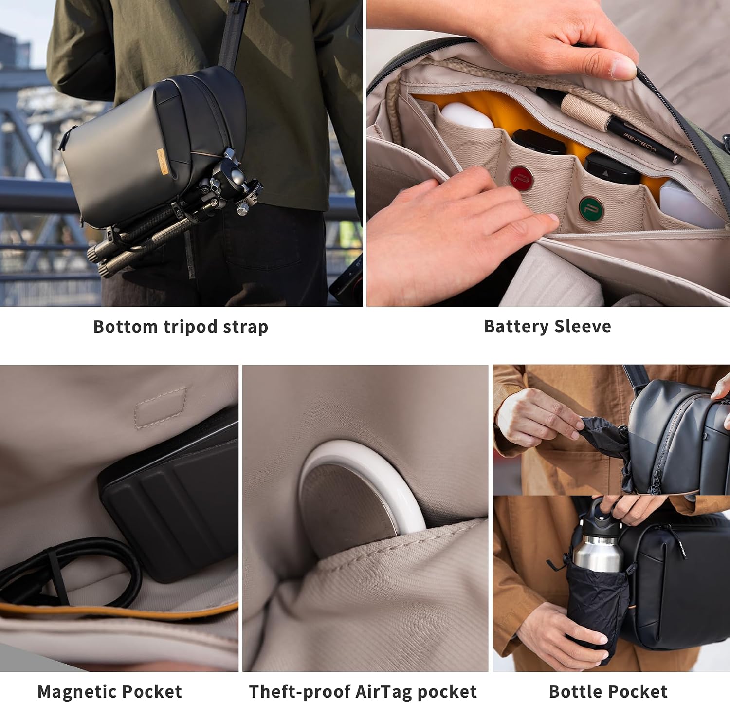 PGYTECH OneGo Solo V2 Camera Sling Bag, 10L Crossbody Camera Bag for Urban Travel Photographers, Mirrorless Camera Bag for Sony/Canon/Nikon/DJI Mavic/Air/Mini/Tripod/Laptop, Green