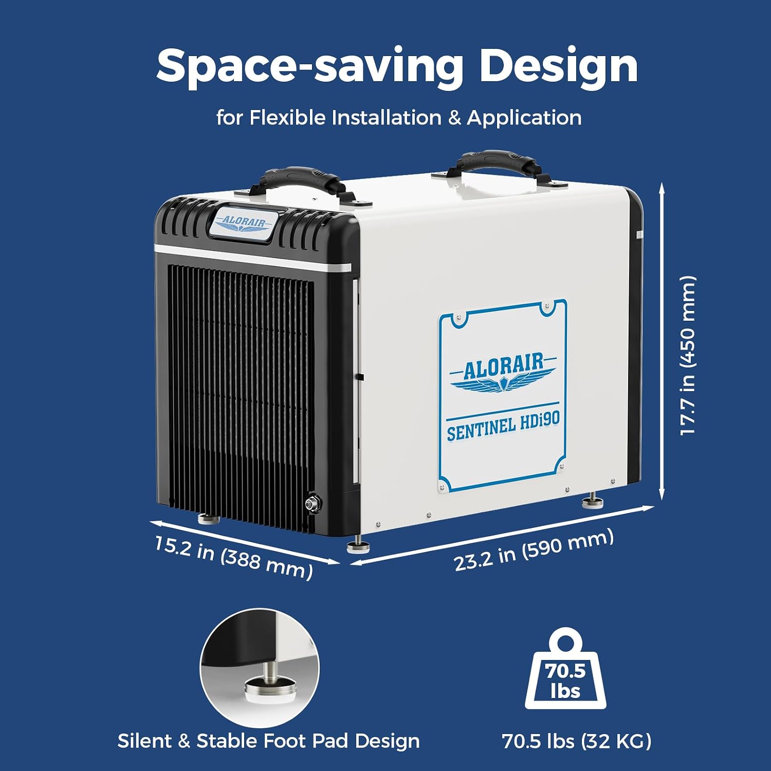 ALORAIR Wi-Fi Crawl Space Dehumidifier, 198 PPD Basement Dehumidifiers with Condensate Pump, Auto-Defrost, Rare Earth Alloy Tube Evaporator
