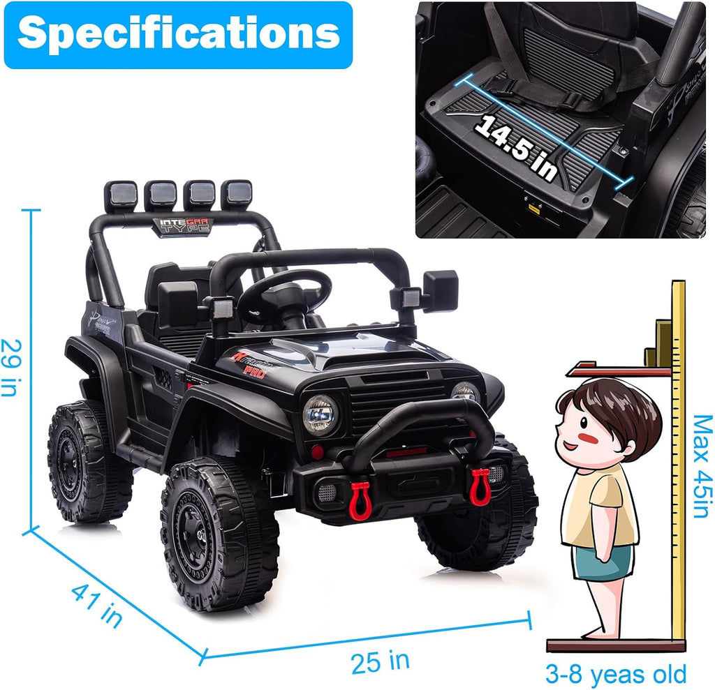RunFast 24v Kids Ride on Car with Parent Remote Control,Electric Ride on Toys for Kids 3-5,3.7mph Max Speed,Battery Powered,Large Seat with Safety Belt,Aux Port,Gift for Boy&Girl (Black, 24V)