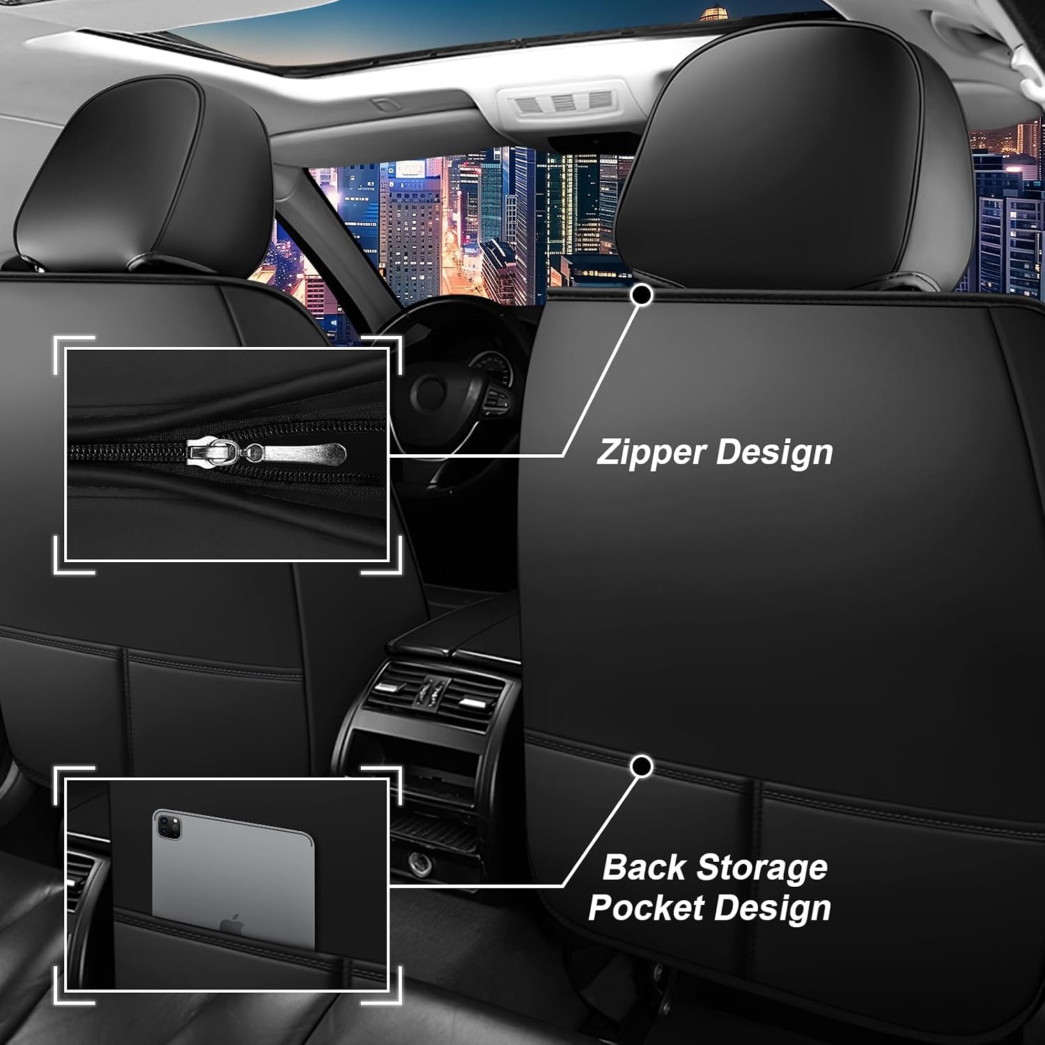 Car Seat Cover Full Set for Kia EV9 Seat Covers 2024-2025, Nappa Leather Waterproof Seat Covers for Cars, Airbag Compatible, Universal Automotive Seat Covers(Luxury Full Set/Black Red)