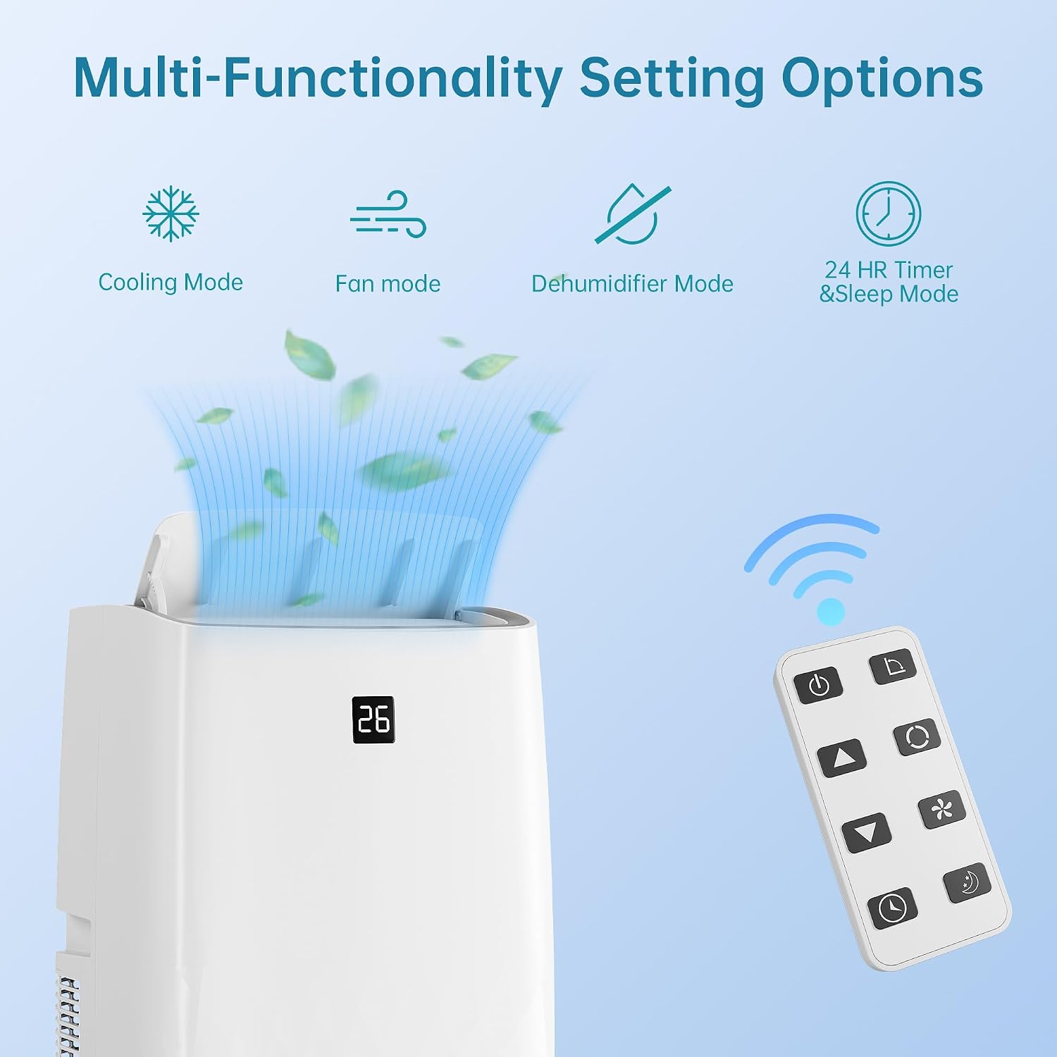Garvee 12000 BTU Portable Air Conditioners with Dehumidifier and Fan Mode, Portable AC with 24H Timer & Remote Control, AC Unit for Home, Office, School, White