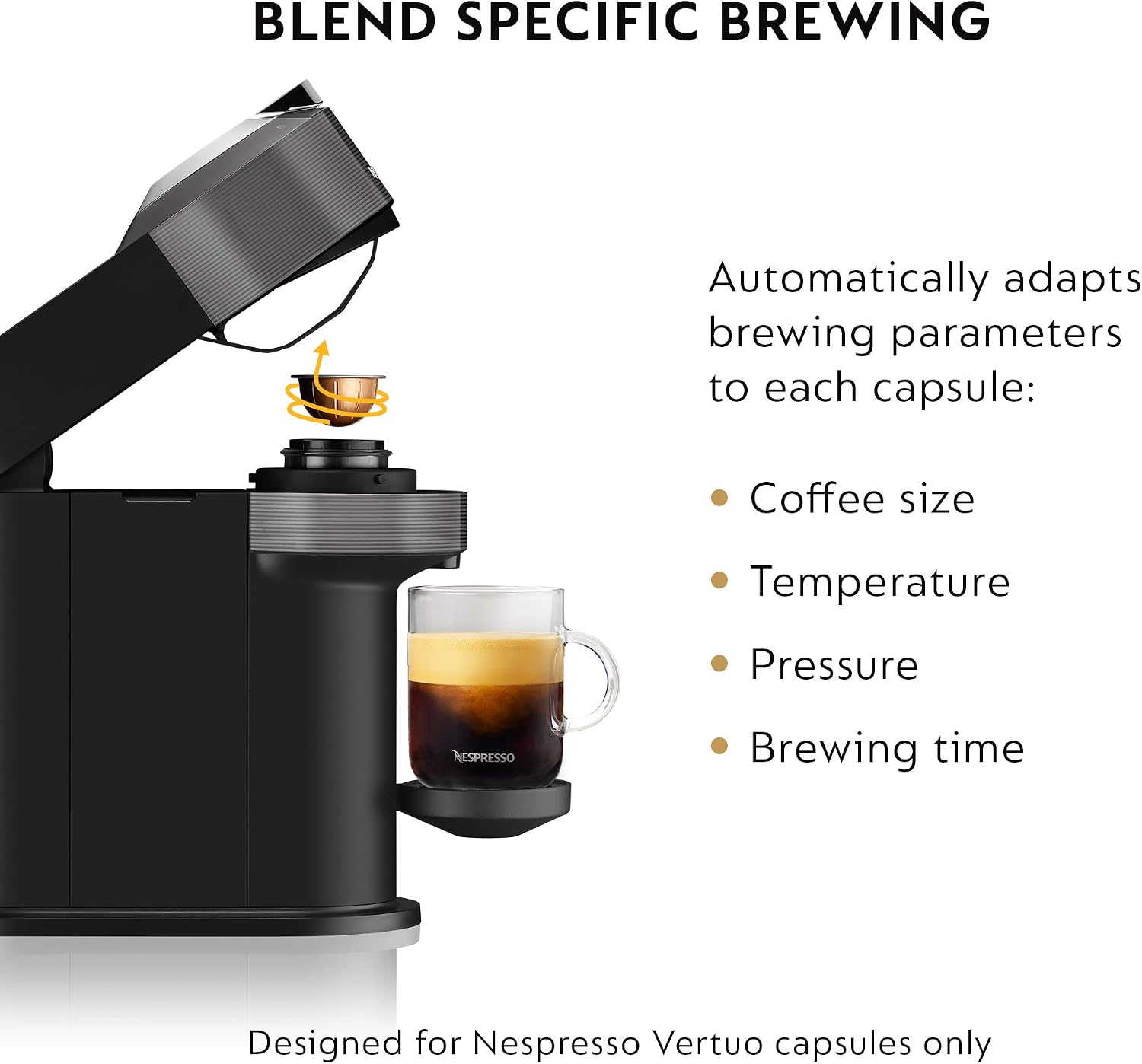 Nespresso Vertuo Next Coffee & Espresso Machine compatible with De'Longhi, Dark Grey w/Aeroccino Milk Frother, One Touch Brew, Single-Serve Coffee & Espresso Maker (Renewed)