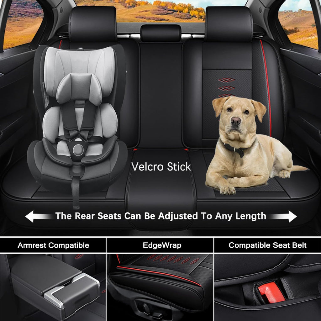 Car Seat Covers 5 Seats Fit for Mitsubishi Montero 1999-2005,Waterproof Leather Seat Covers,Airbag Compatible,Car Seat Protectors Interior Sets(Full Set,Black)