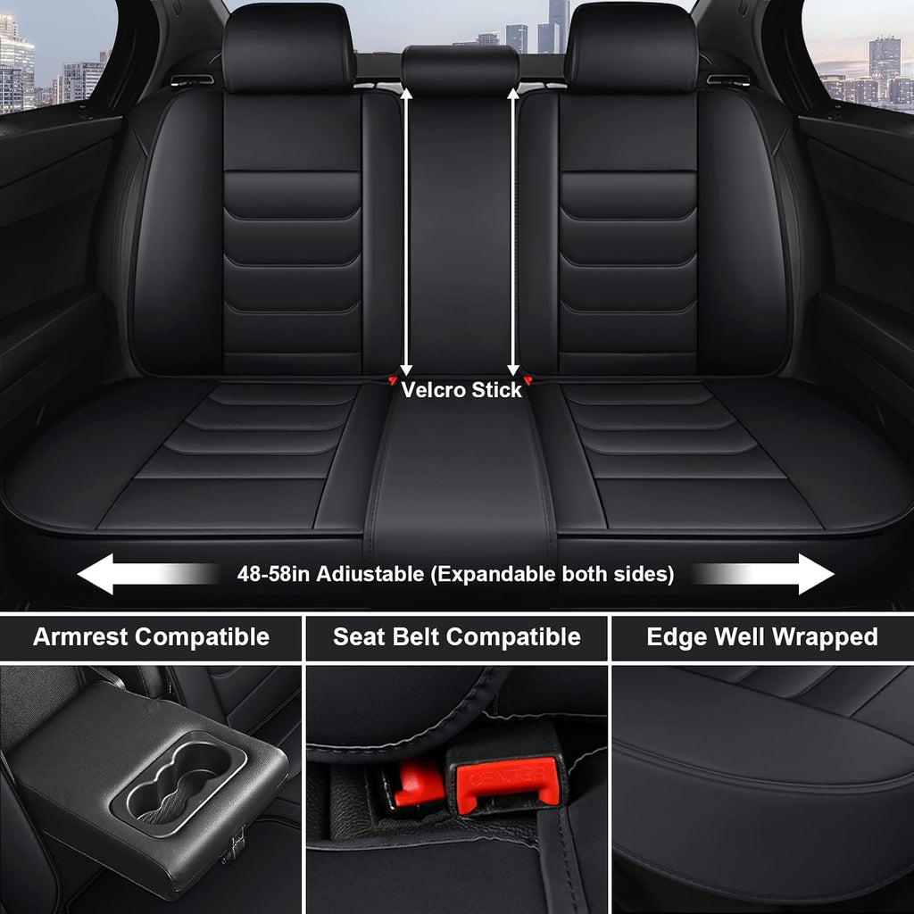 DHAEY Car Seat Covers for Buick Encore GX 2020-2026, Family Seat Covers, Nappa Leather, Wear-Resistant, Anti-Slip, Waterproof, 5PCS Full Set, Black