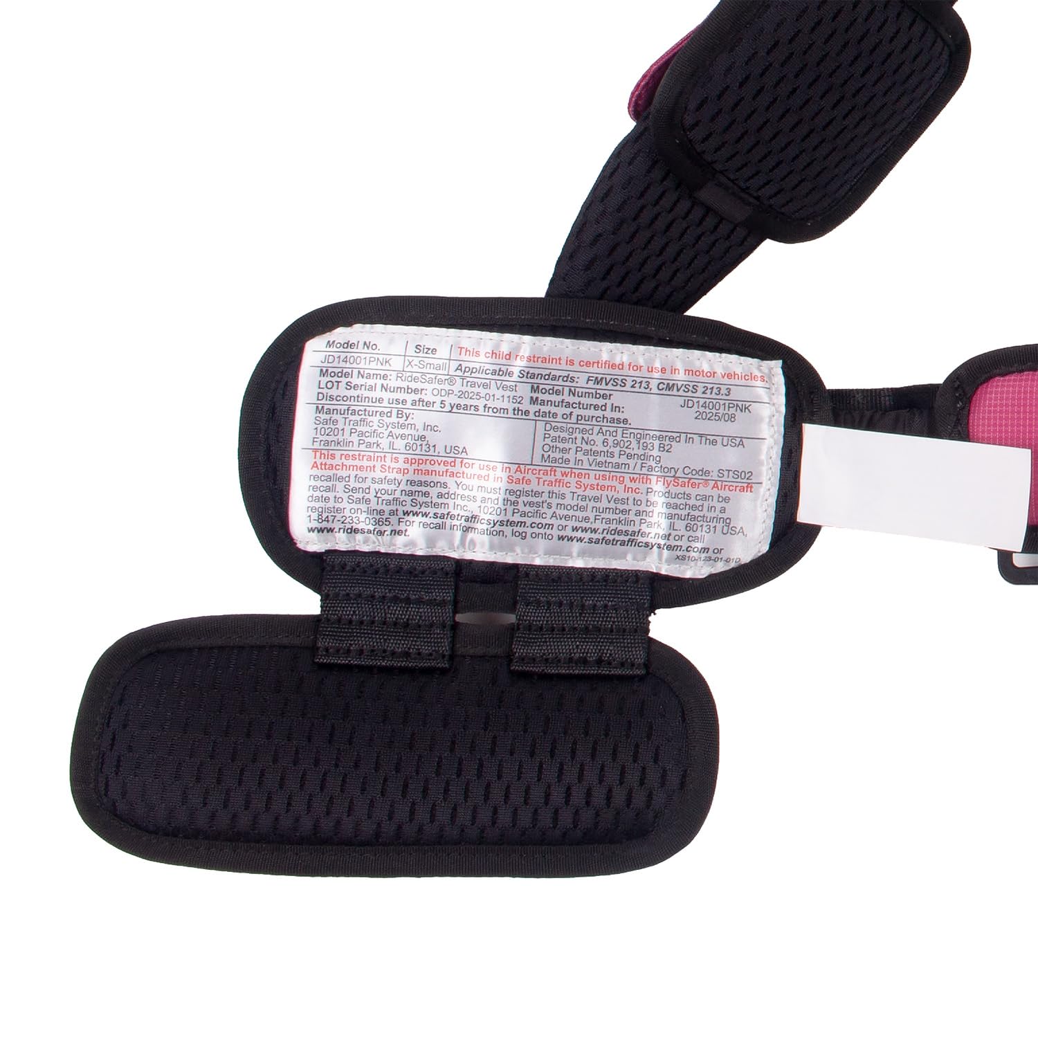 RideSafer Gen 5 - Extra Small (XS) Pink, Lightweight, Compact, Portable Car Seat, 2+ Years; 26.5–40 lb - Perfect for Travel and Everyday Child Safety