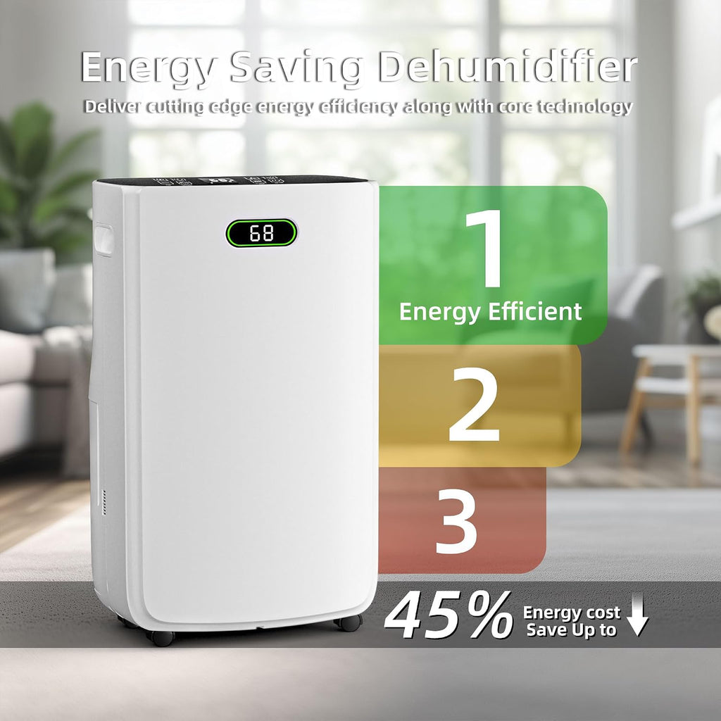 5000 Sq.Ft Dehumidifier for Basement with Drain Hose, 80 Pint Dehumidifiers for Home with Large 6.5L Water Tank,24H Timer,Child Lock,Defrost,Silent,4 Modes Operation Auto Shut-off(80 Pints)