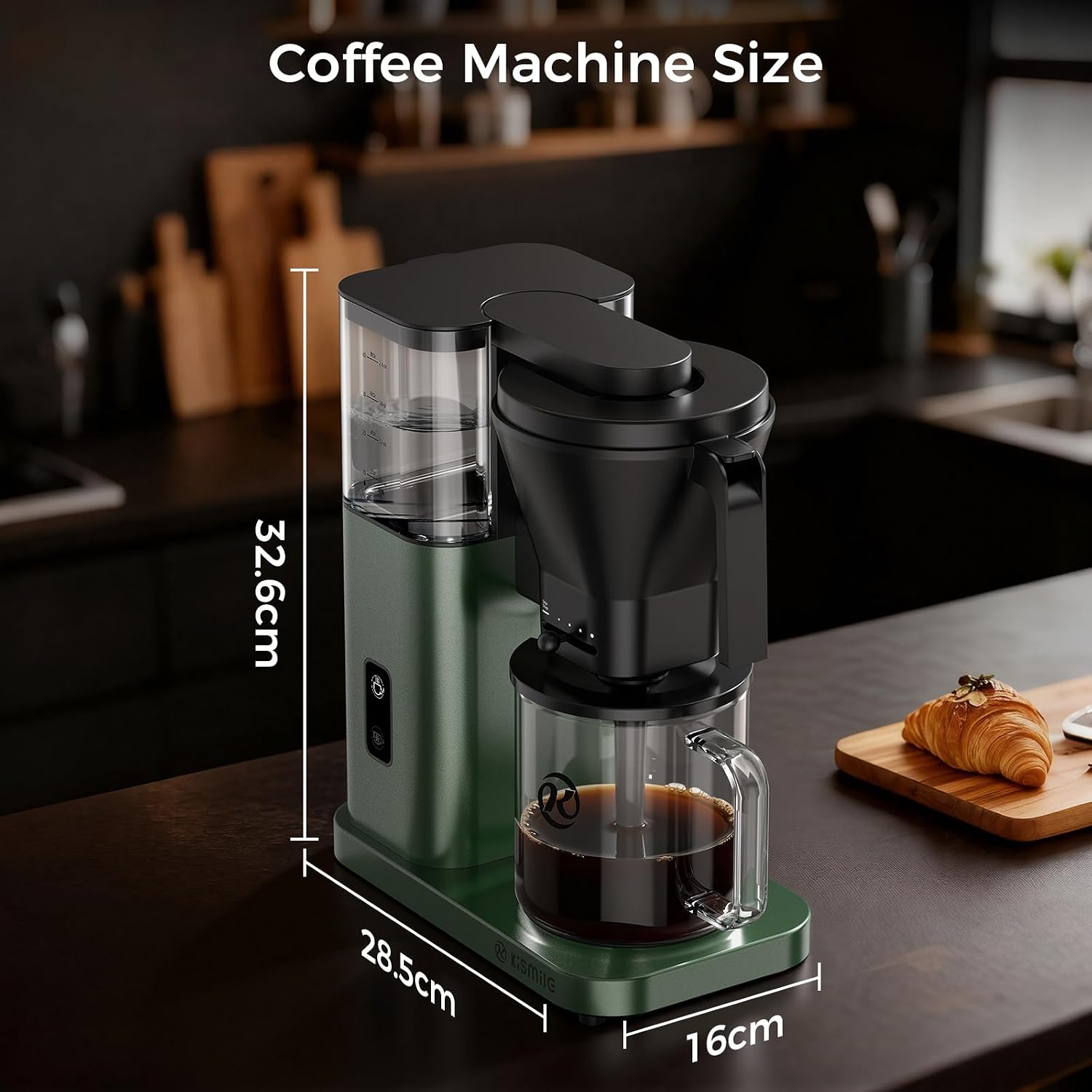 Kismile SCA-Certified 8 Cup Drip Coffee Maker, Pour Over Coffee Machine with 3s Instant Heat 197–205℉, Adjustable Flow Control, Removable Water Tank, Deep Cold Brew & 40 Min Keep Warm (Juniper)