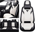 Car Seat Covers for Toyota Camry 2000-2026, Waterproof Nappa Leather Full Set Seat Cover with Headrests, Anti-Slip and Comfortable Automotive Seat Protector&Accessories(Black White)
